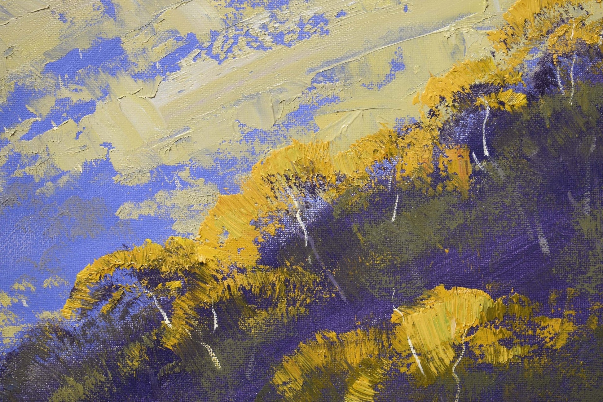 Blue haze over the Blue Mountains, original landscape oil painting