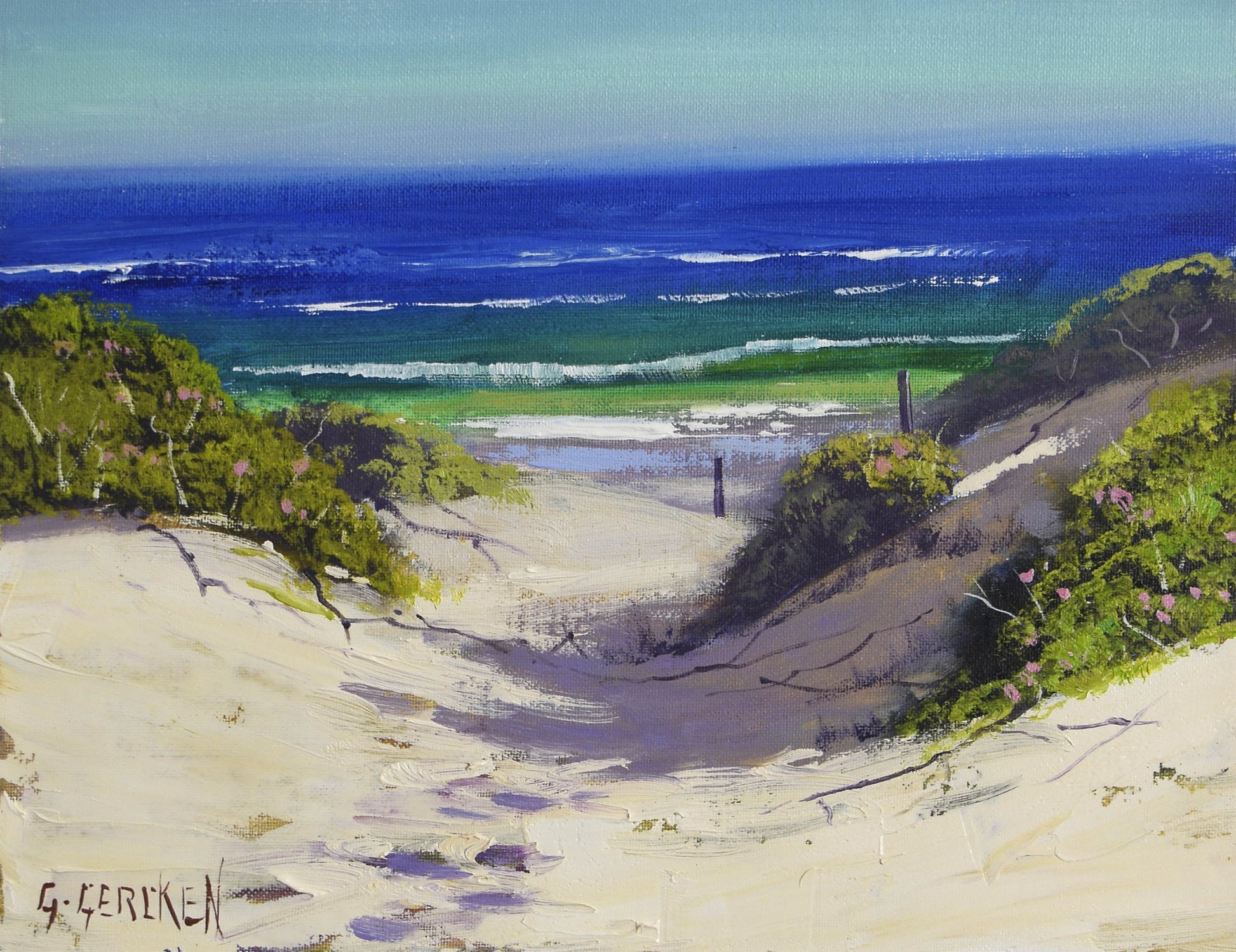 Framed Original Beach Painting by Graham Gercken