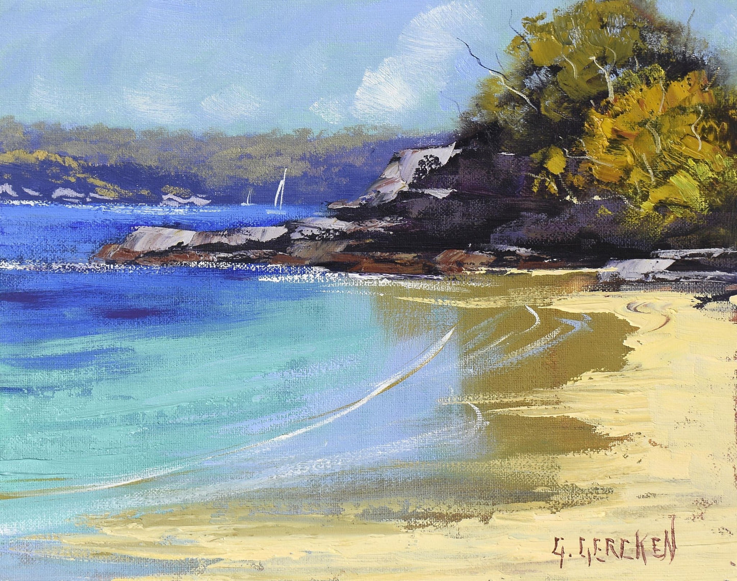 Sydney Harbour Beach Framed Painting
