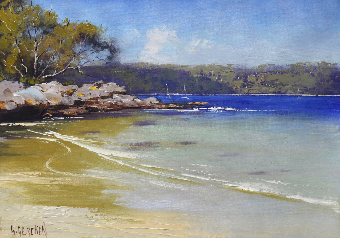 Original Framed Oil Painting – Clontarf Beach, Manly Coastal Art