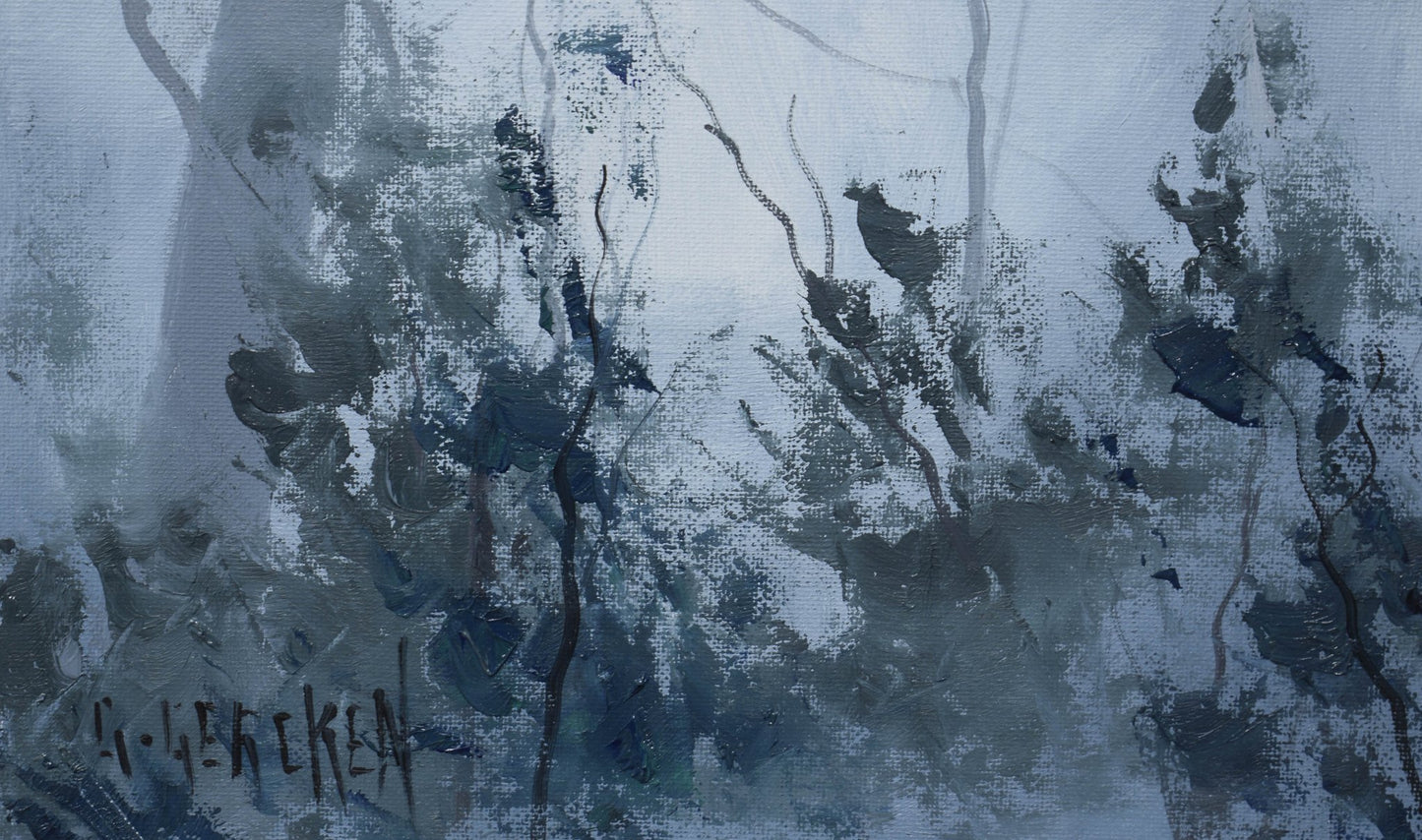 Misty Forest trees | Original framed oil Painting