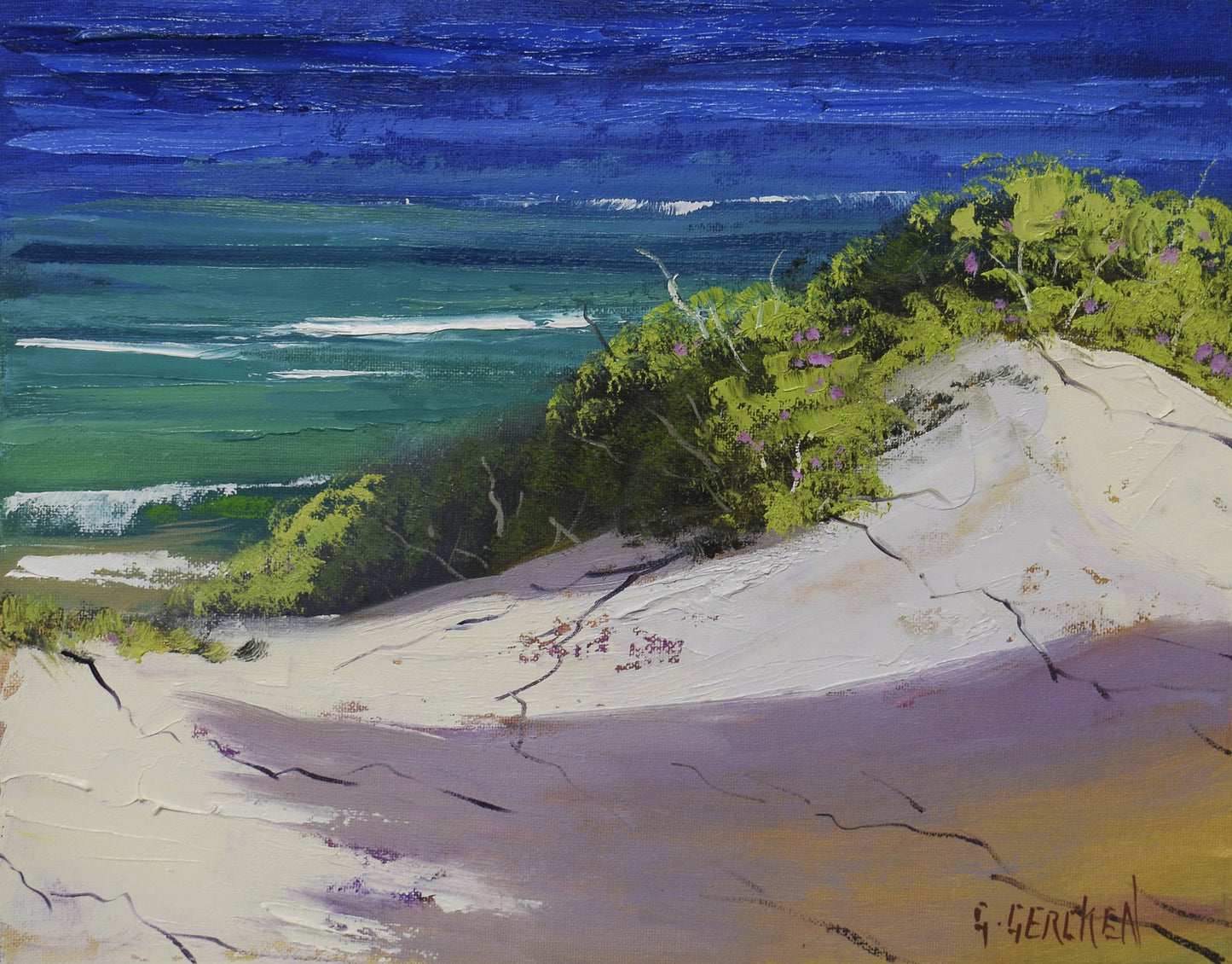 Australian Sandy Beach – Framed Original Seascape Oil Painting