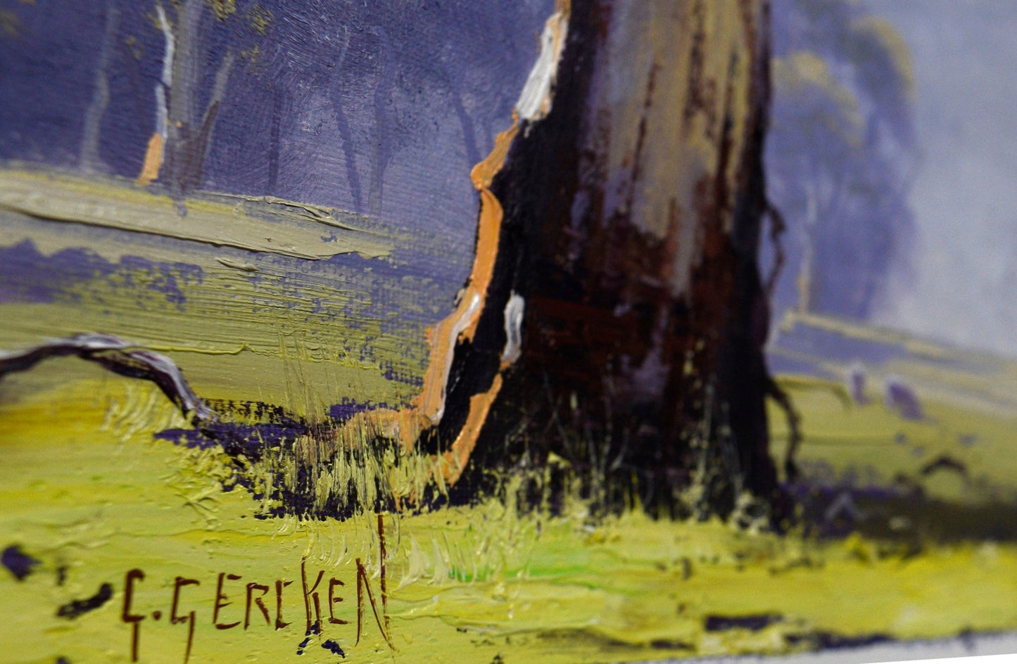 Framed Original Oil Painting of Gum Tree Landscape | Australian Bush Art by Graham Gercken