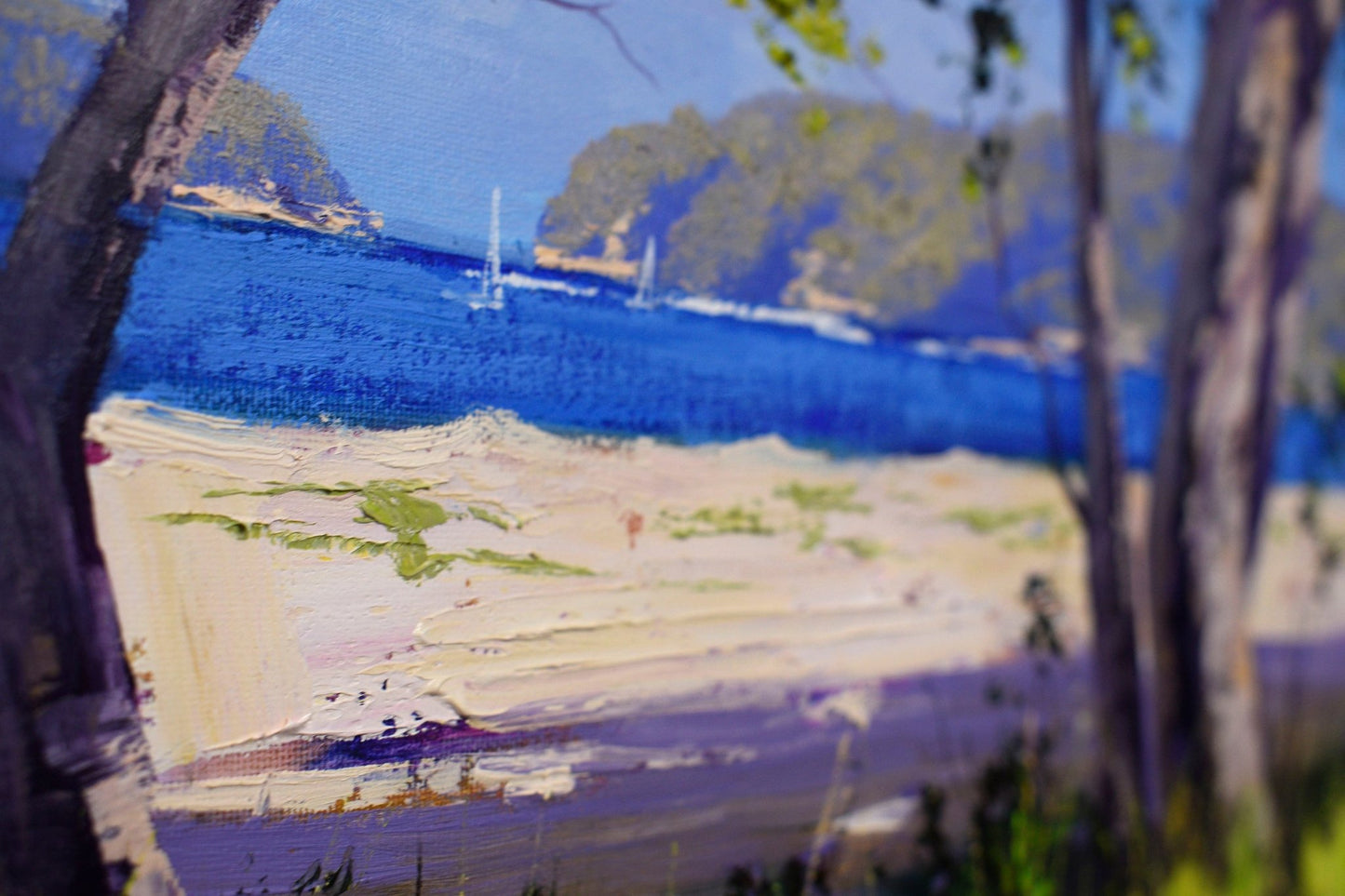 Framed Original Oil Painting of Patonga Beach NSW – Coastal Landscape by Graham Gercken