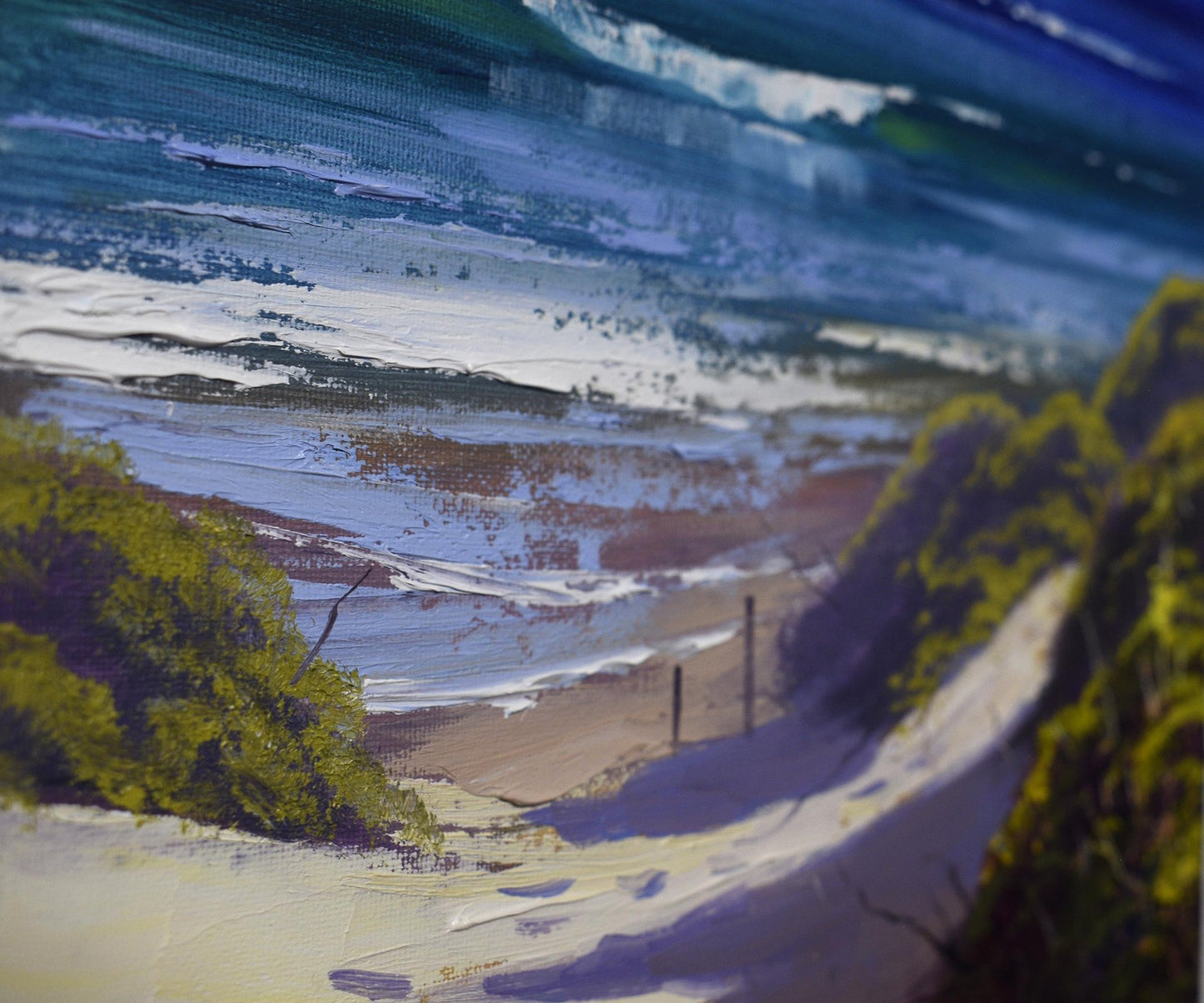 Coastal Dune Path – Original Framed Seascape Oil Painting