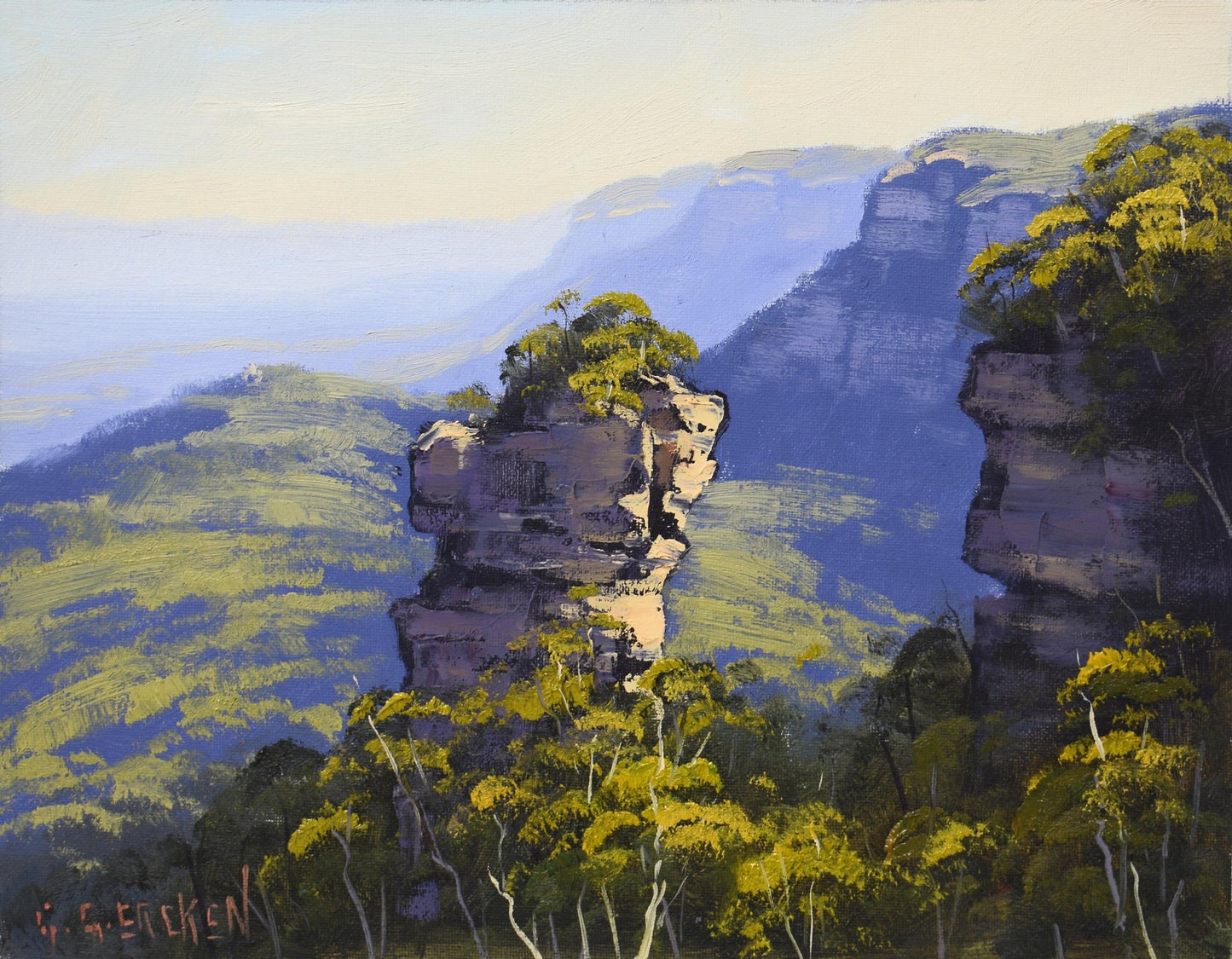 Orphan Rock, Blue Mountains – Original Framed Landscape Oil Painting
