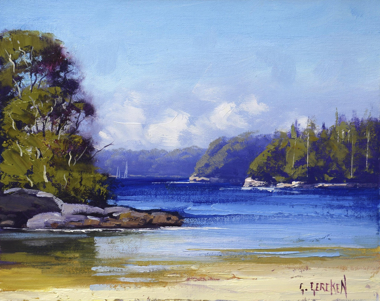 Collins Beach Sydney Harbour – Original Framed Oil Painting