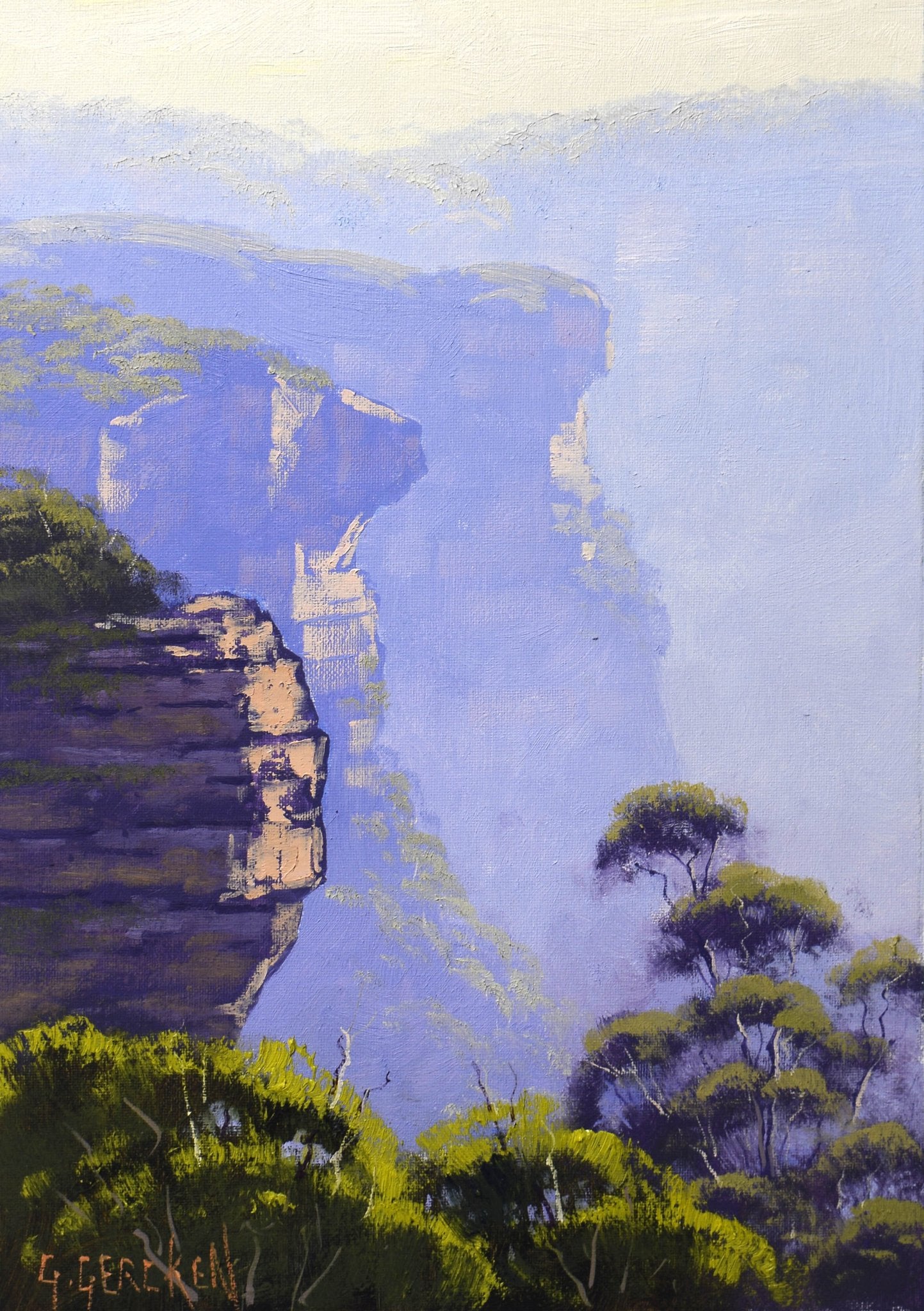 Blue Mountains Escarpment – Original Framed Oil Painting