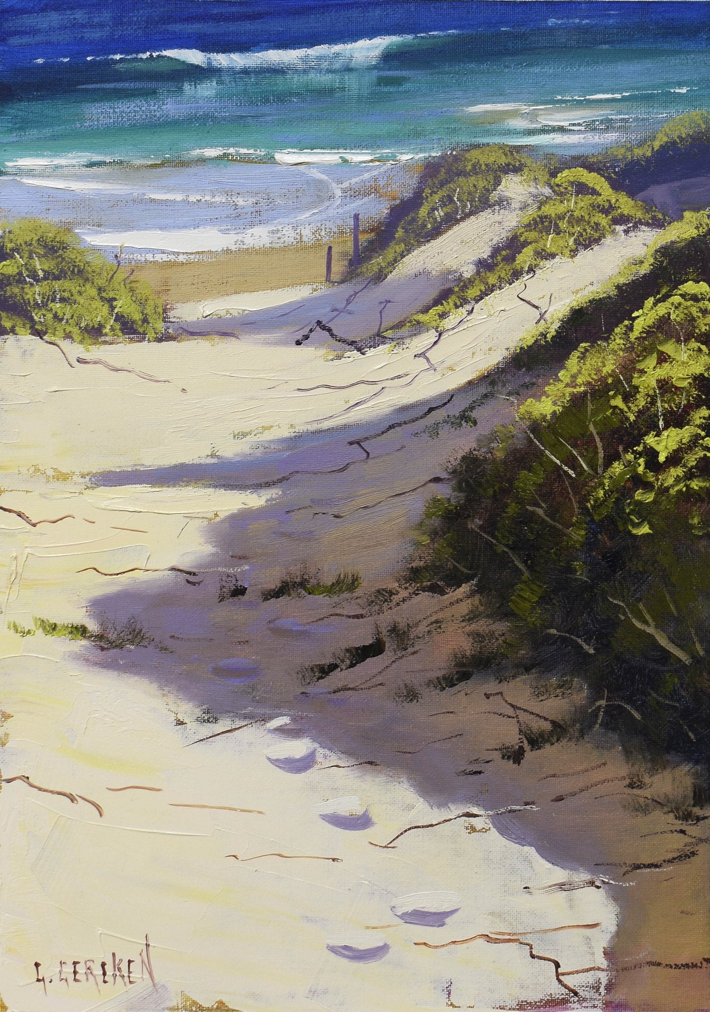 Australian Coastal Dunes Oil Painting Framed Beach Seascape Original Art