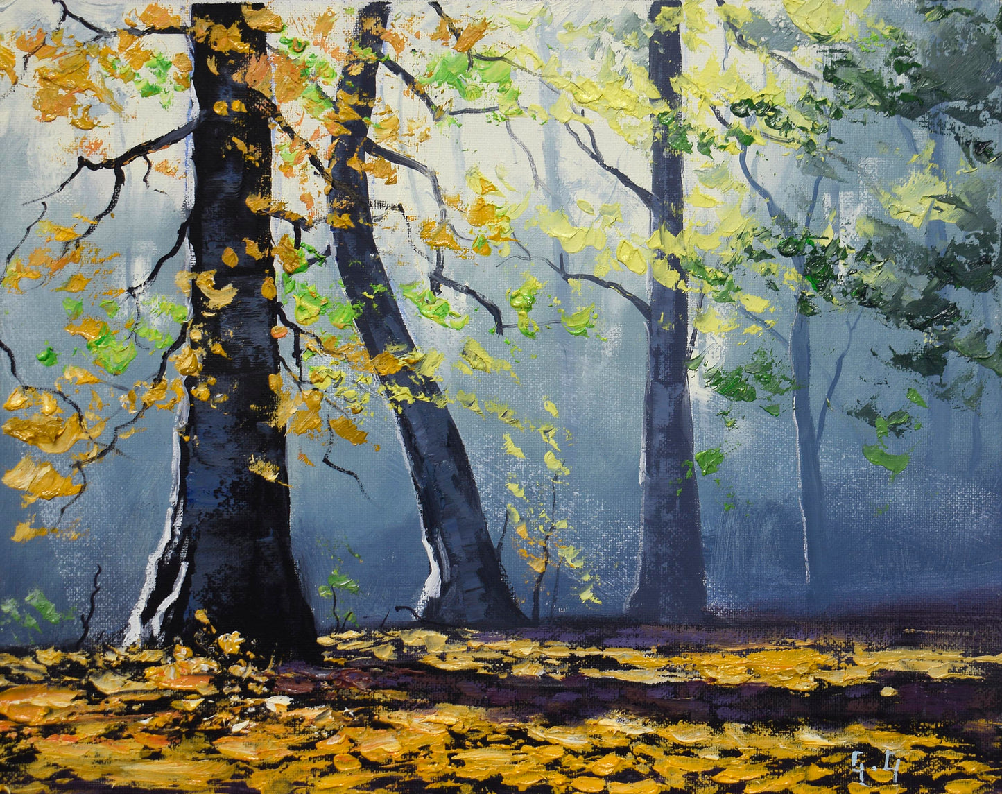 Graham Gercken Original Woodland Oil Painting Autumn Forest Trees Framed 15x12