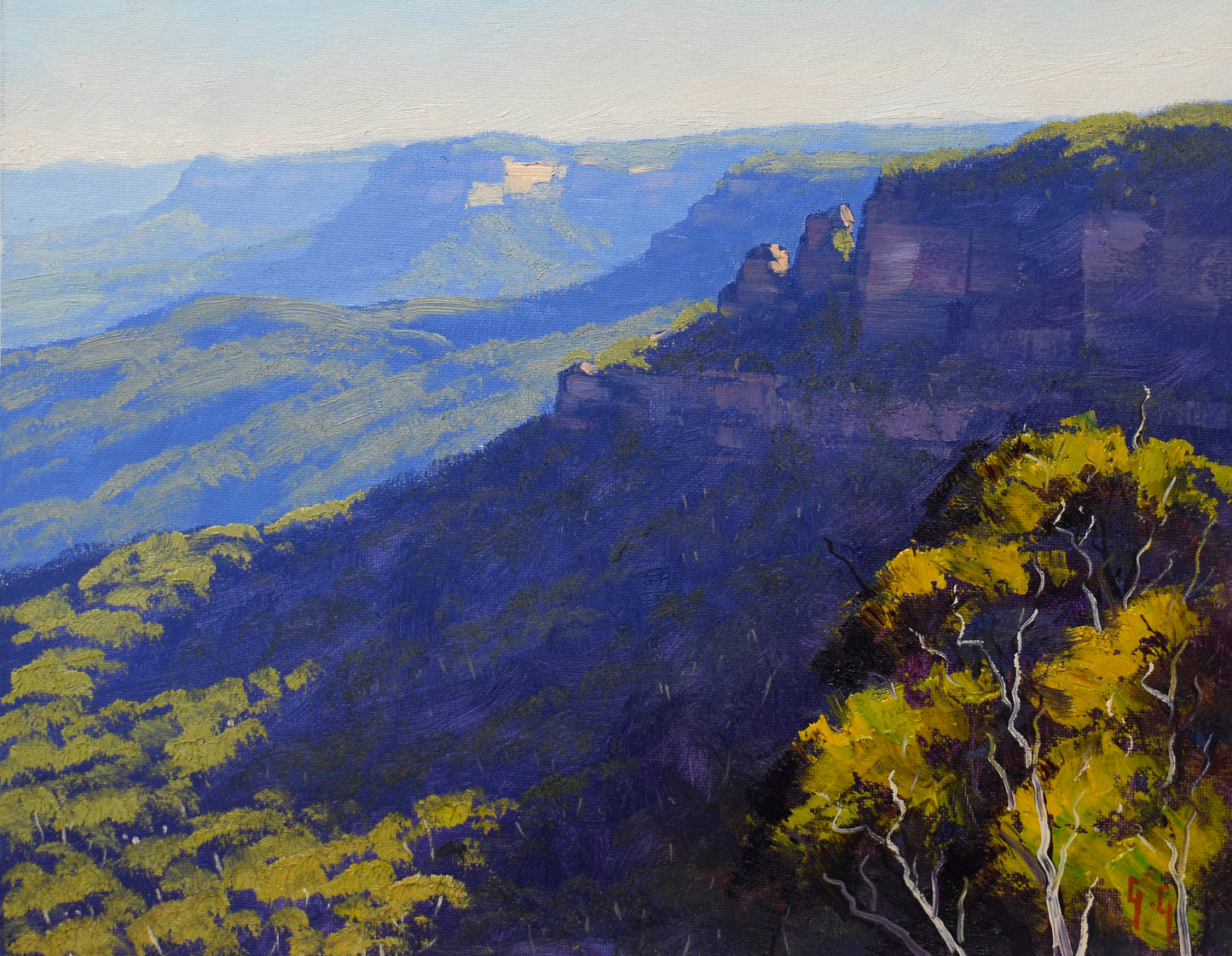 Blue Mountains Original Framed oil Painting Jamison Valley Leura Graham Gercken