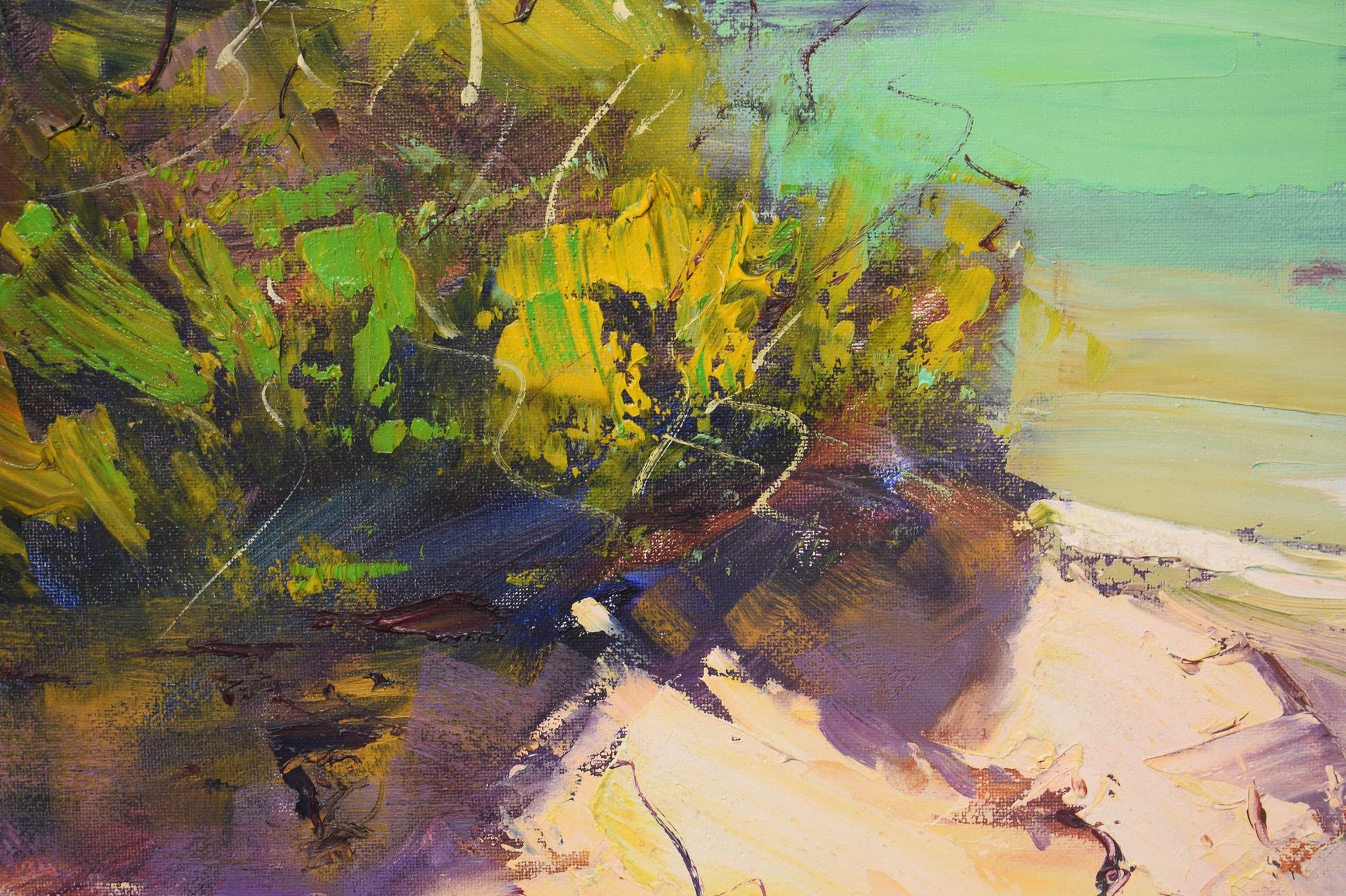 Original oil painting of Australian beach and sand dunes by Graham Gercken