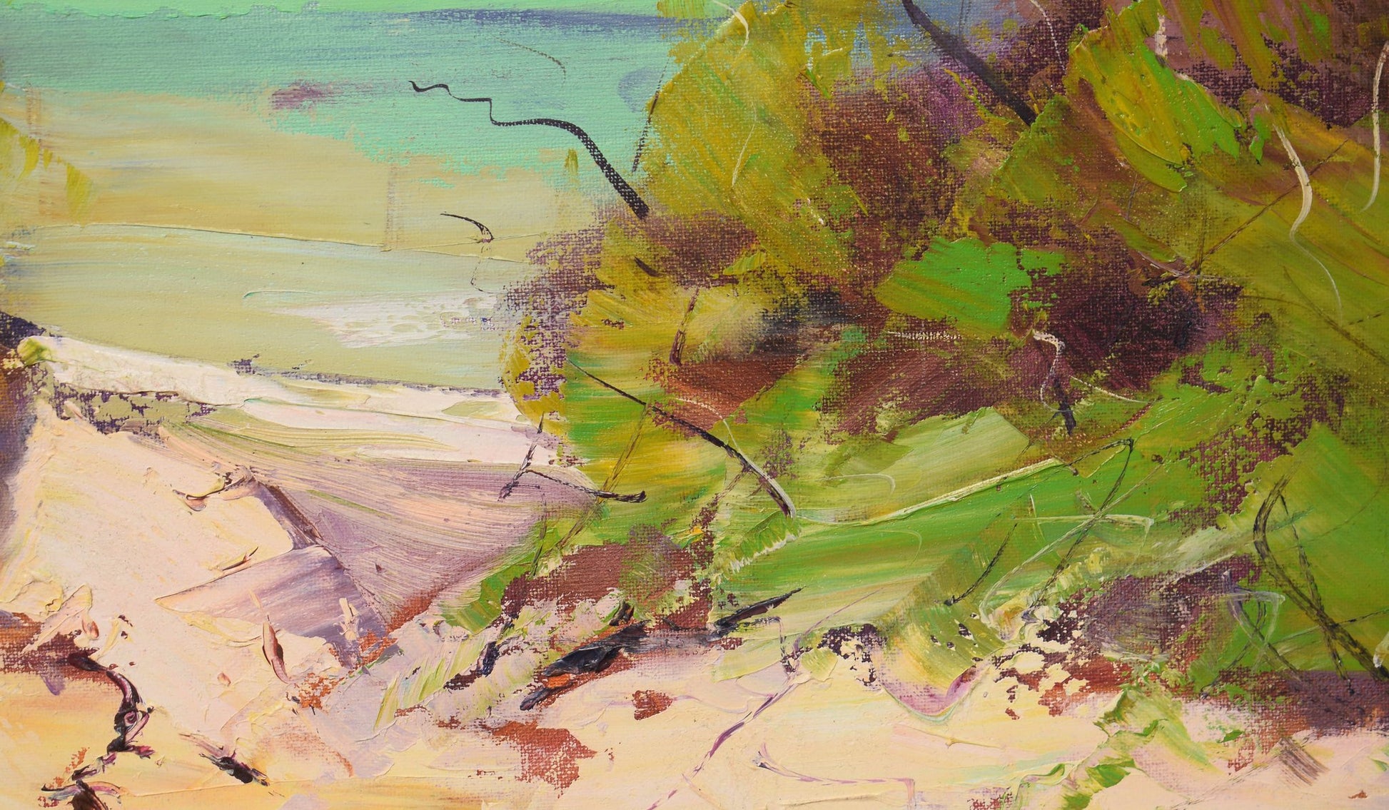 Original oil painting of Australian beach and sand dunes by Graham Gercken