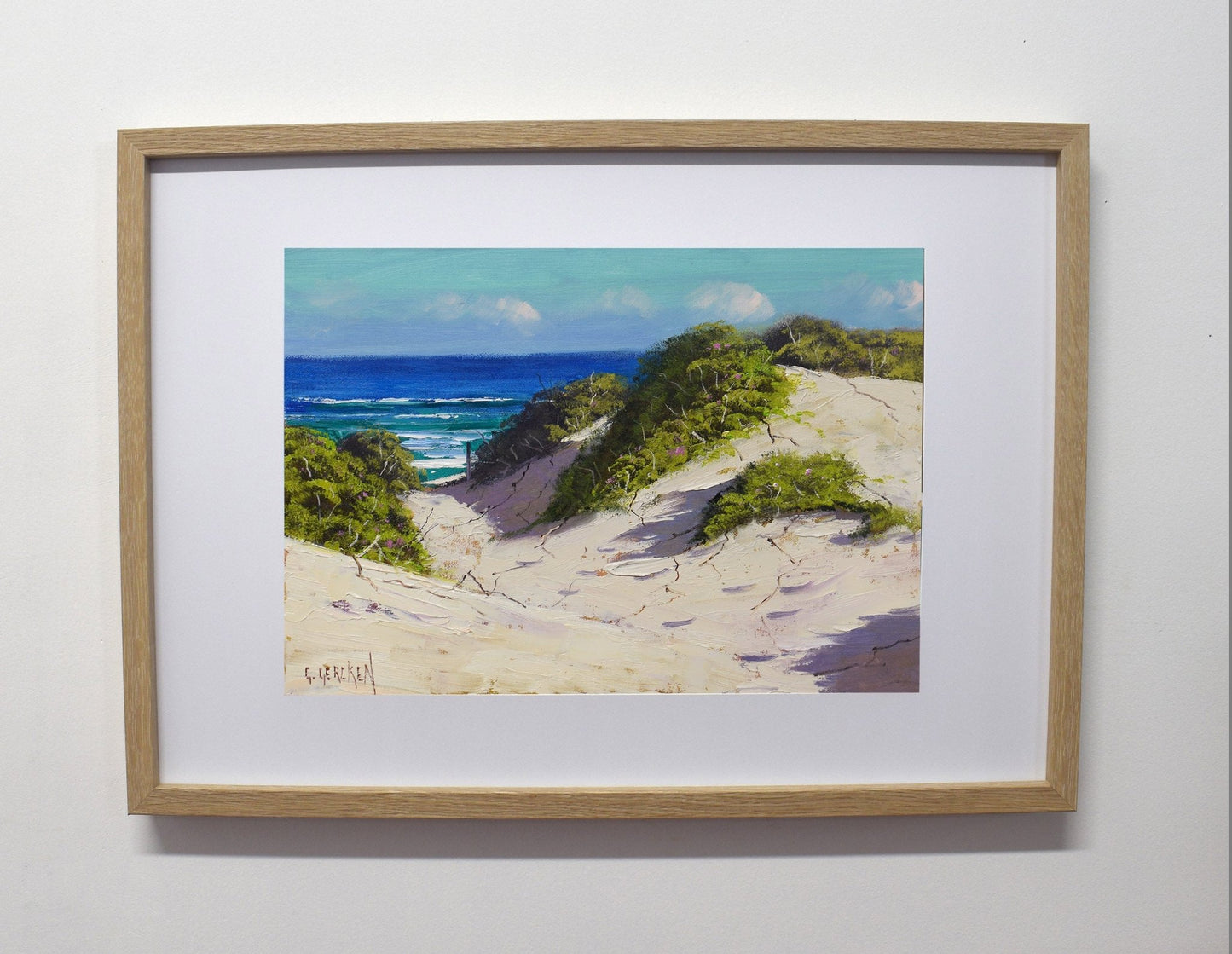 Framed Original Oil Painting Coastal Sand Dunes | Australian Seascape Art by Graham Gercken | Beach Landscape