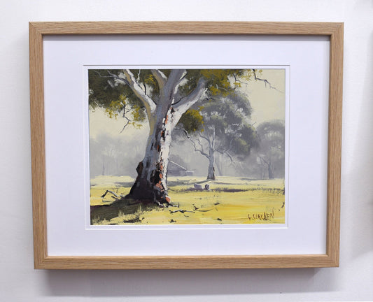 Framed Original Oil Painting – Australian Landscape with Gum Tree | Graham Gercken