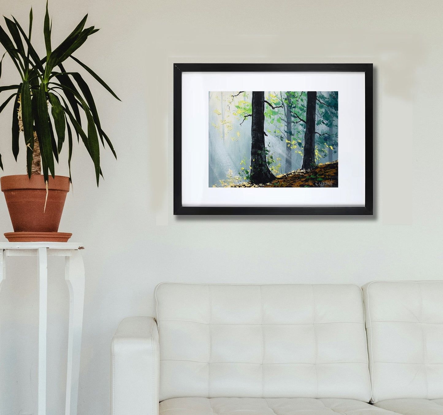 Misty Woodland Glade – Framed Original Forest Oil Painting