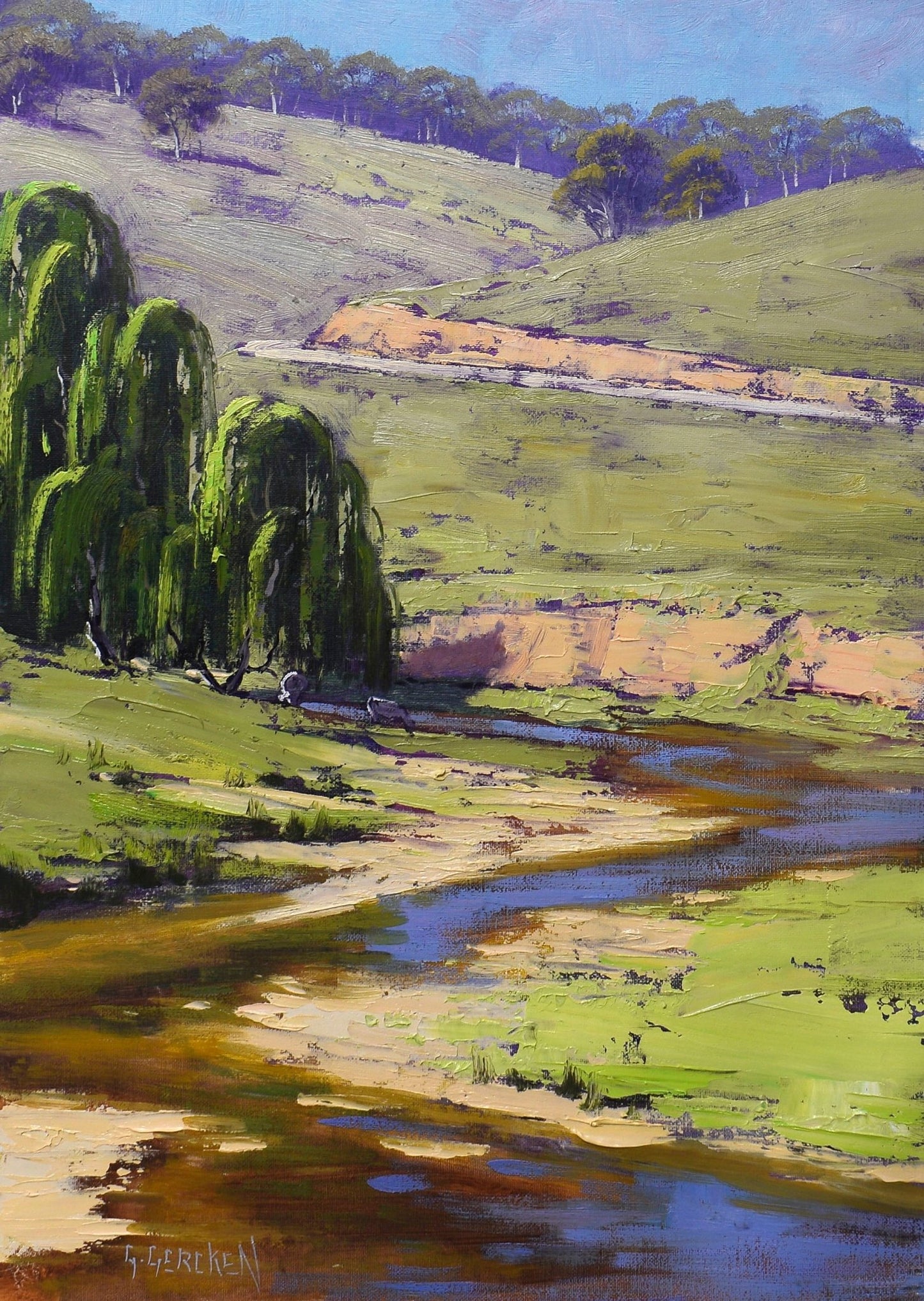 Central West NSW River Landscape Original Framed Australian Oil Painting