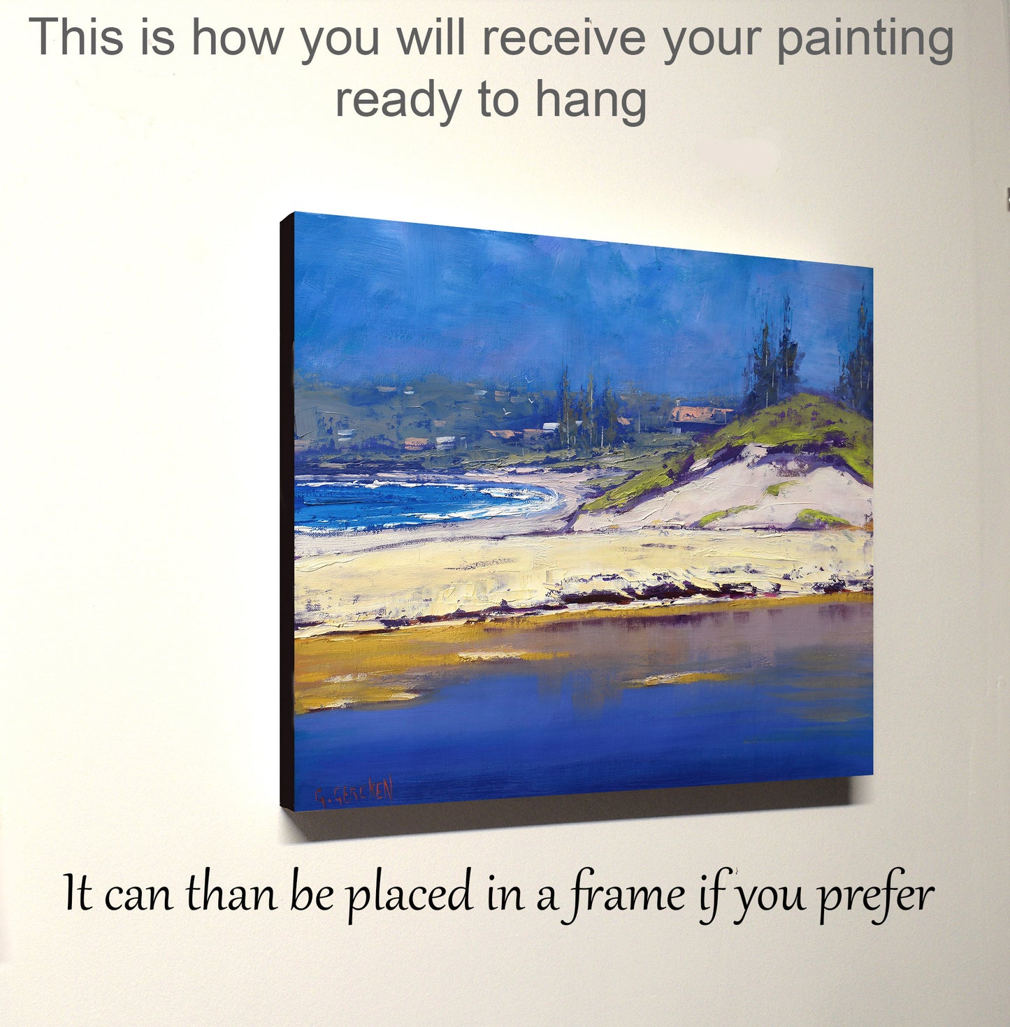 Framed Original Oil Painting – Summer Day at Narrabeen Beach, Sydney | Graham Gercken
