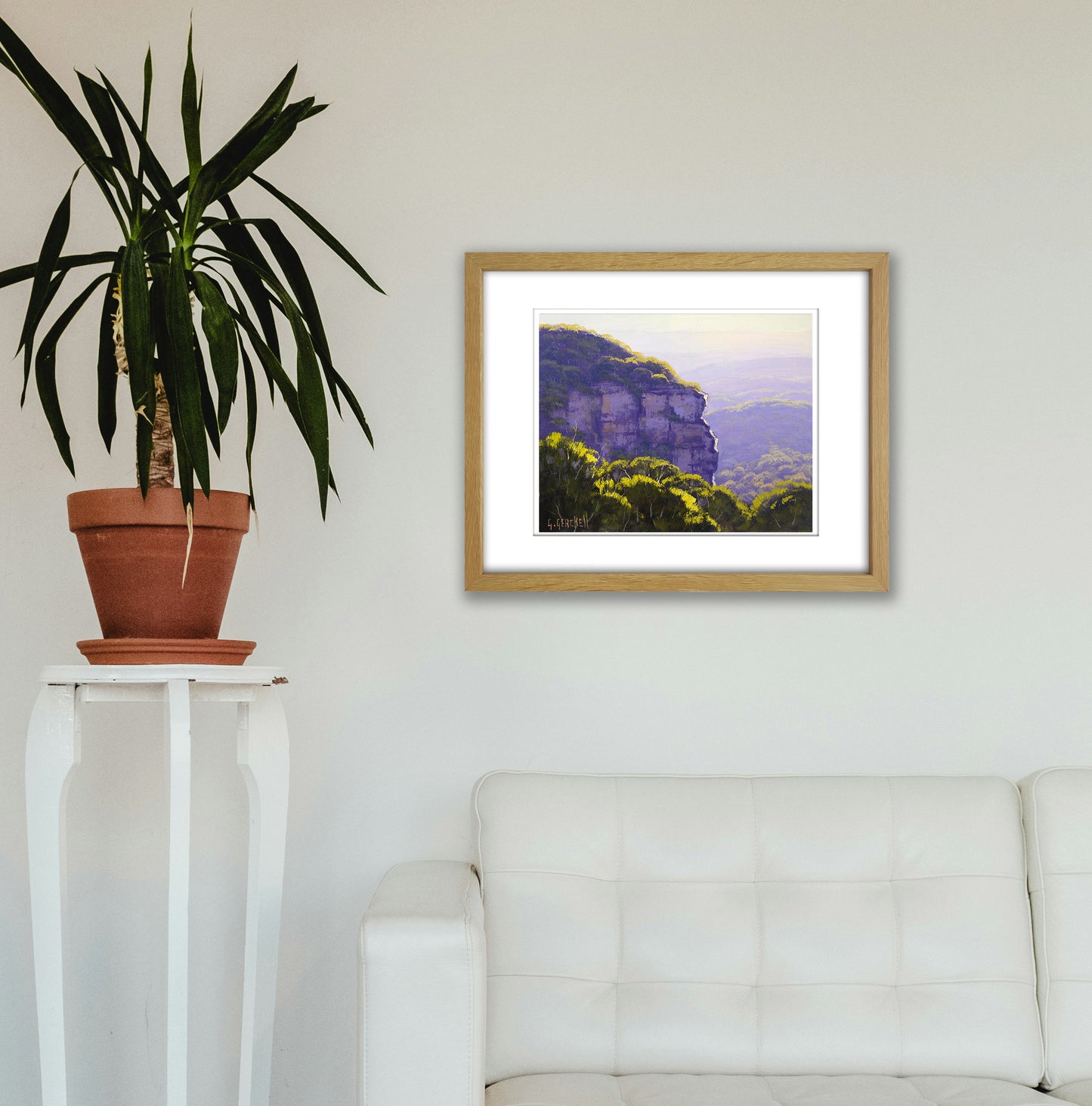 Blue Mountains Cliff Landscape Oil Painting | Framed Original Australian Artwork