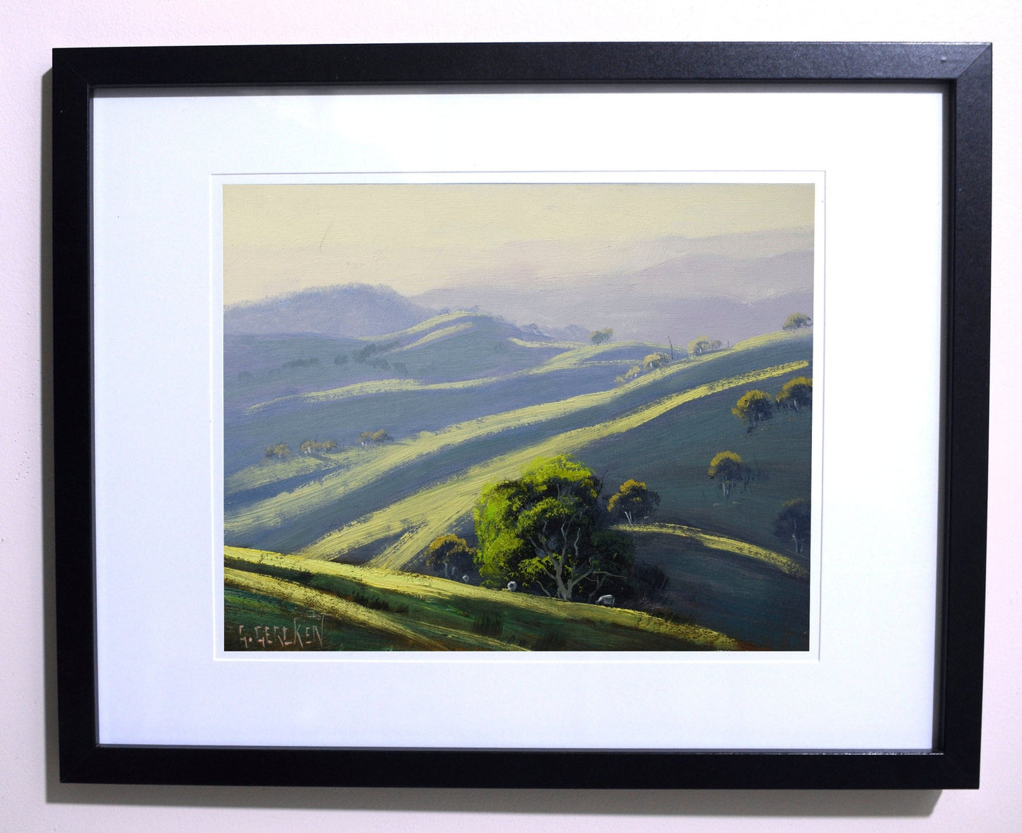 Framed Oil Painting Rolling Hills Landscape Central West NSW