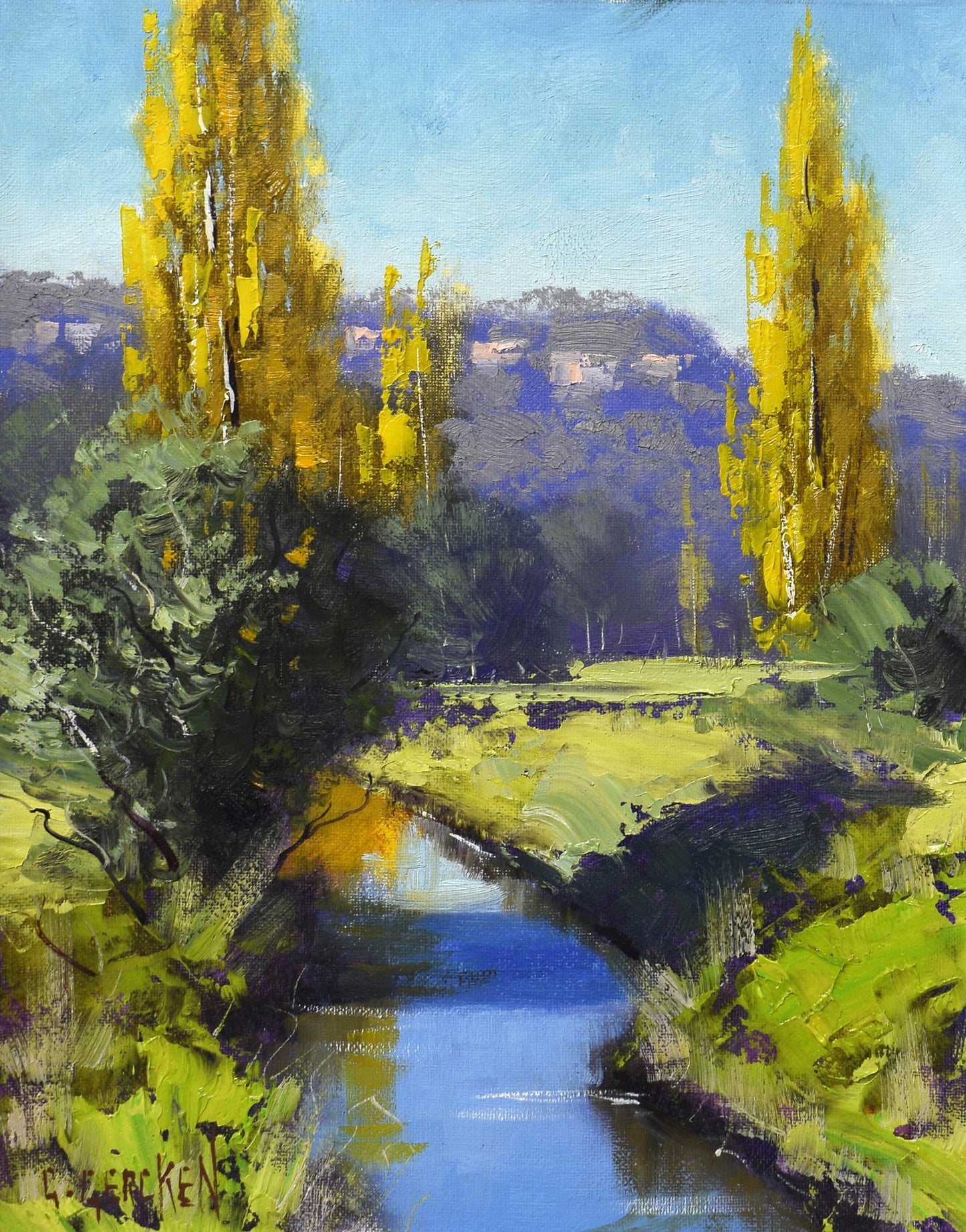 Lithgow Autumn Creek Framed Oil Painting | Australian Landscape Art by Graham Gercken