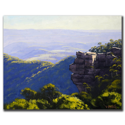 Blue Mountains Landscape Oil Painting – Original Artwork on Stretched Canvas, Ready to Hang