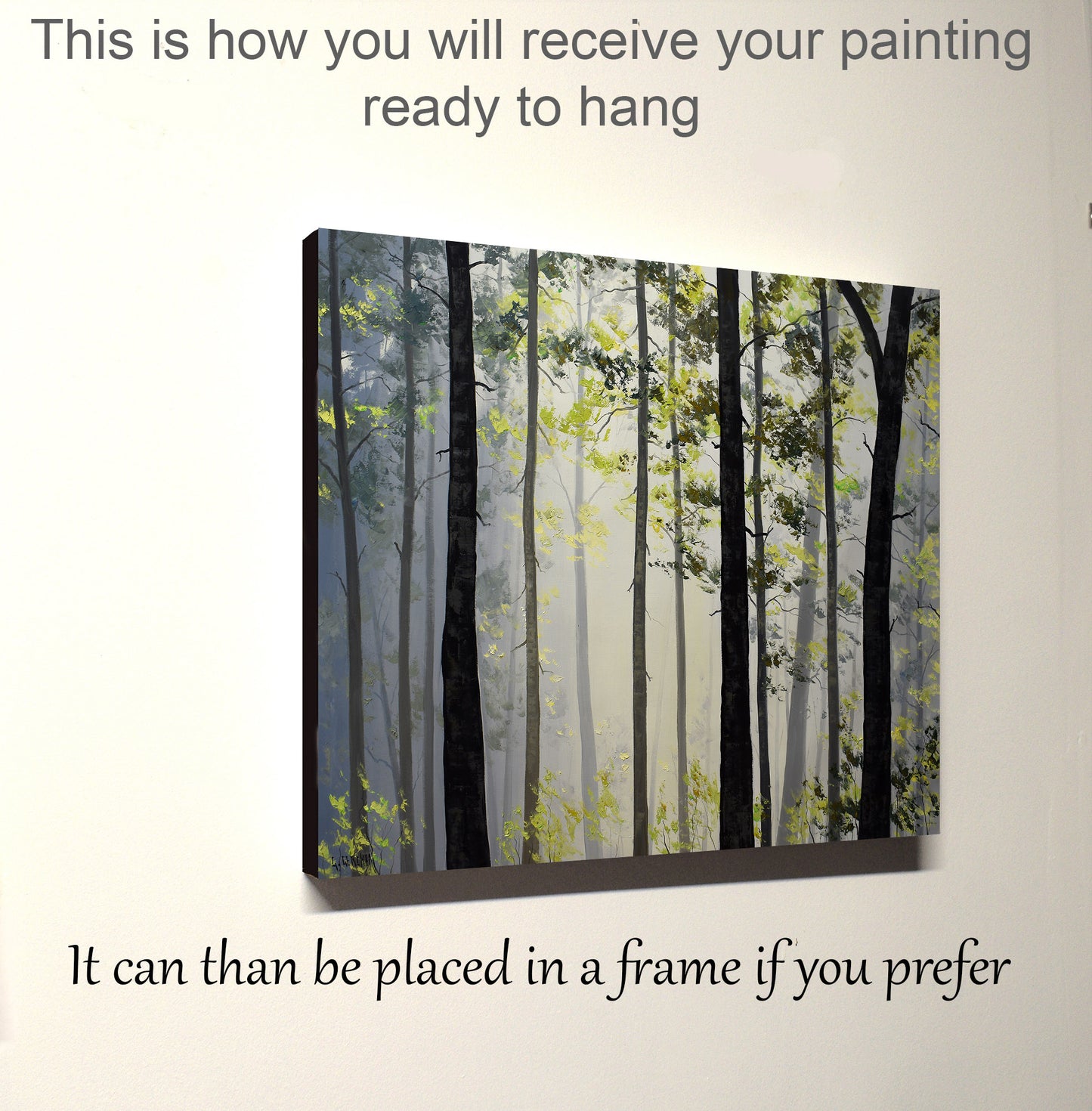 Sunlit Misty Forest – Large Original Woodland Oil Painting (30 x 40")