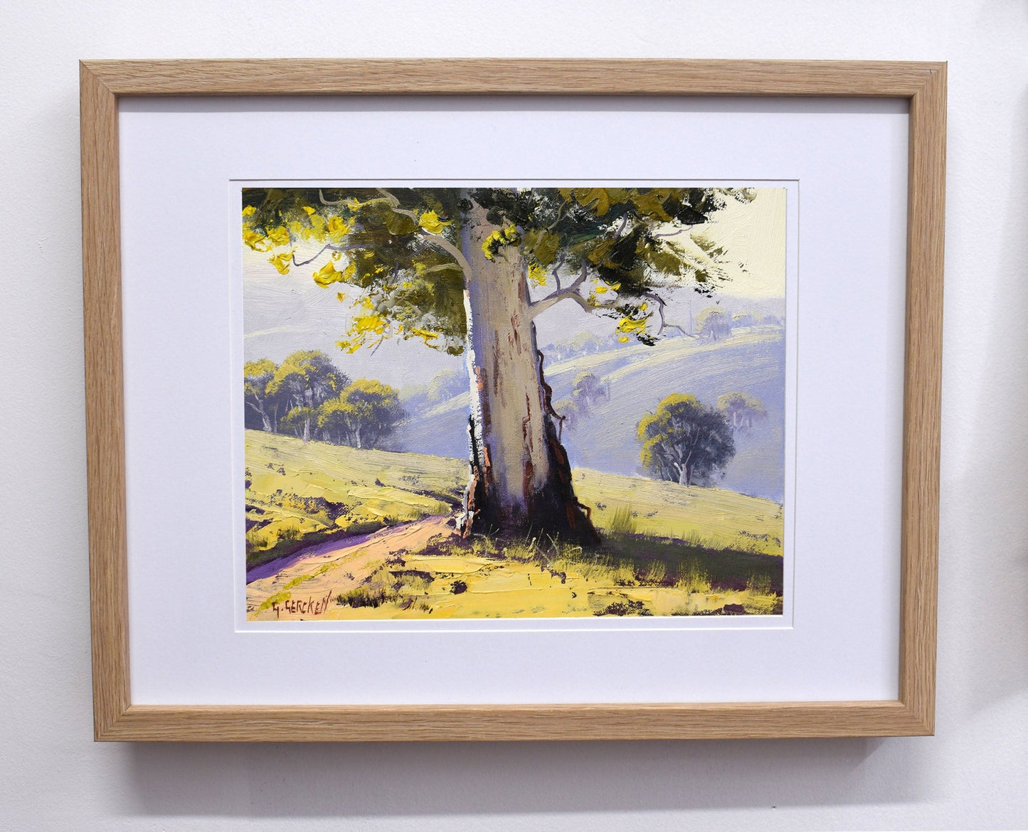 Original Framed Oil Painting of Australian Gum Tree by Graham Gercken – Landscape Art