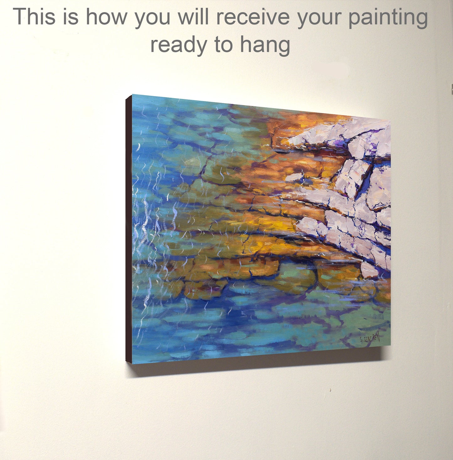 Coastal Rock Pool Reflections – Original Australian Oil Painting, 20 x 16 inches