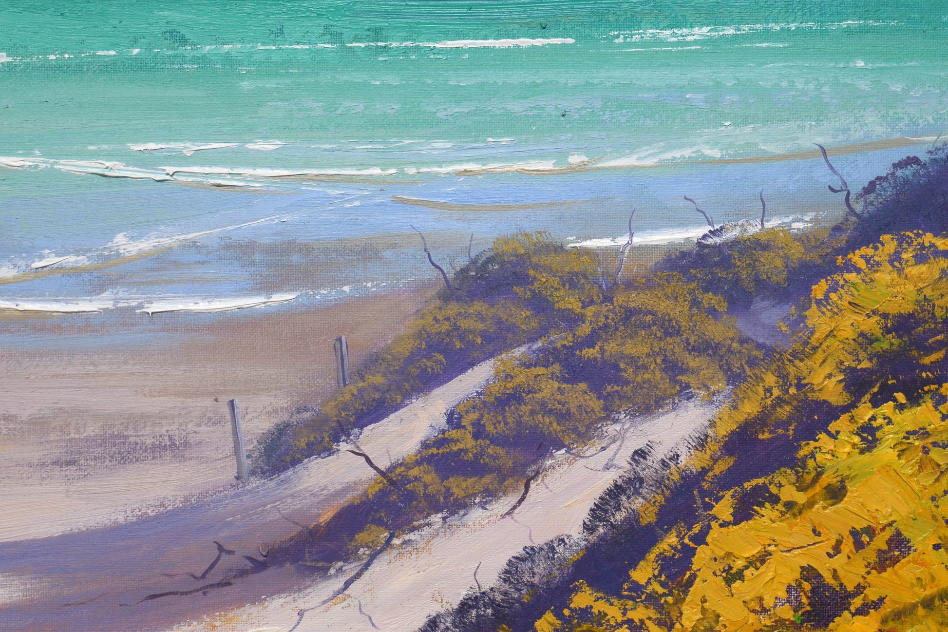 vertical beach painting close