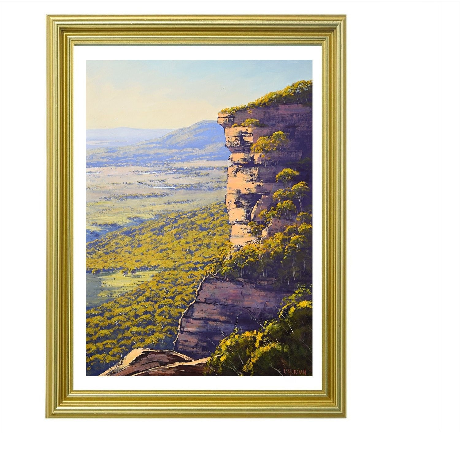 Tranquil Blue Mountains landscape artwork with atmospheric depth