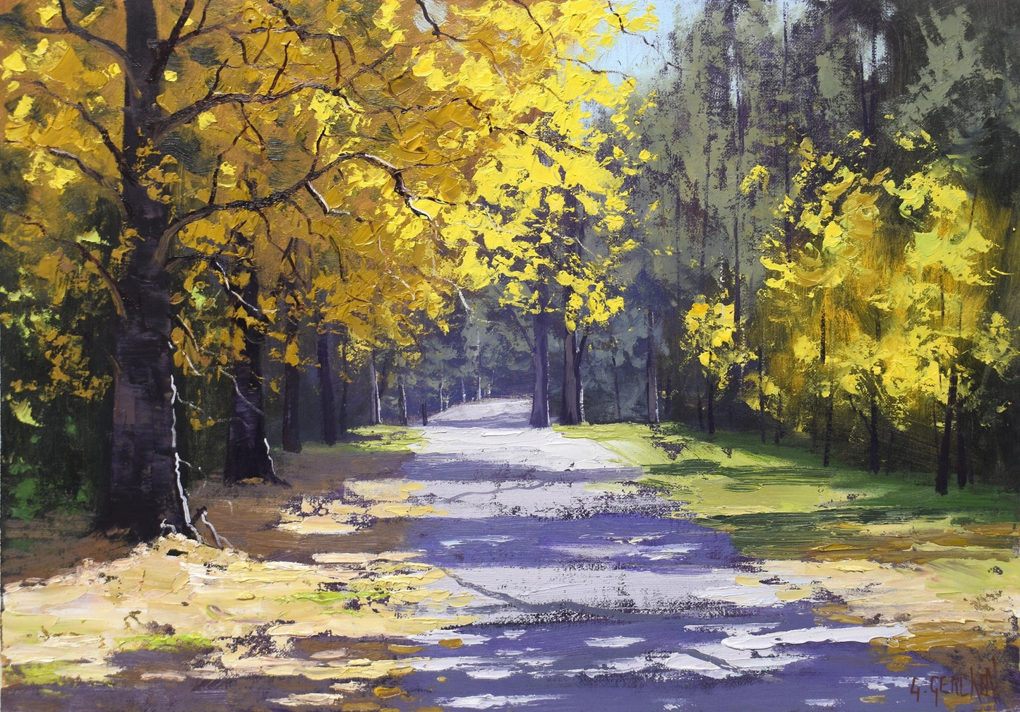 Mt Wilson Autumn Road – Blue Mountains NSW | Original Framed Oil Painting