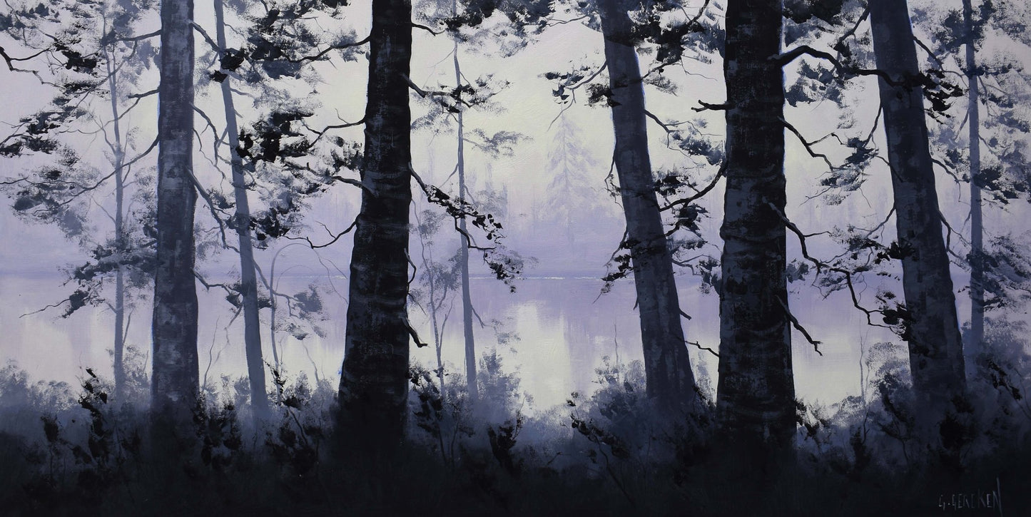 Original Lake trees oil Painting