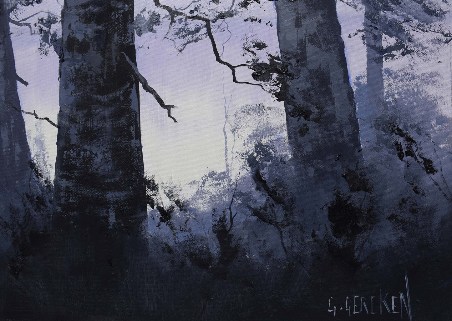 Original Lake trees oil Painting