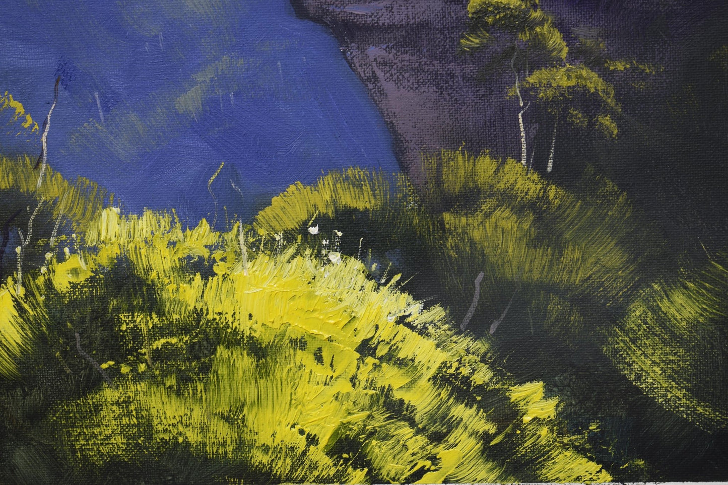 Blue Mountains Landscape Oil Painting – Original Artwork on Stretched Canvas, Ready to Hang