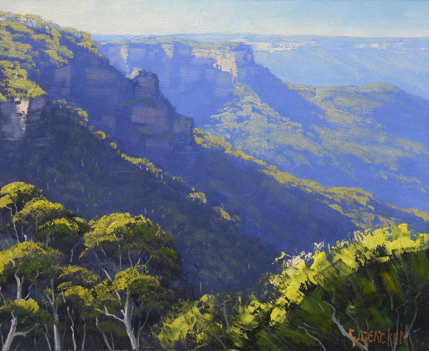 Blue Mountains Valley – Original Oil Painting on Canvas