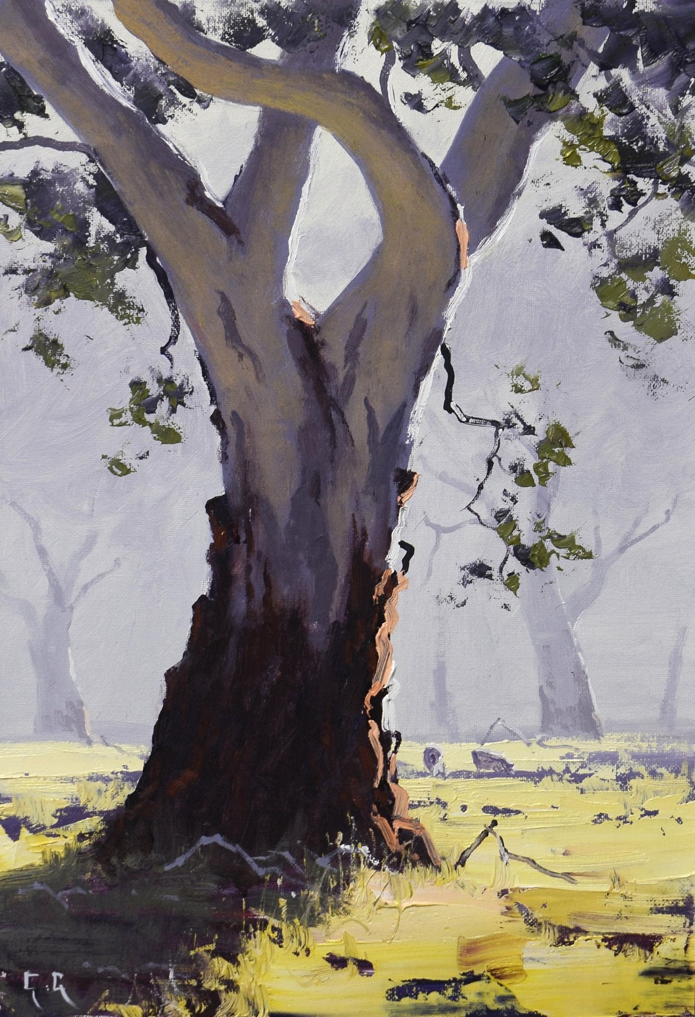 Australian Bush Landscape with Gum Tree – Framed Original Oil Painting