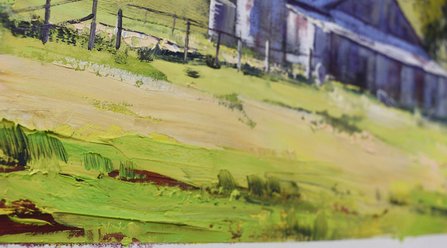 Mudgee Farm Shed Oil Painting – Australian Rural Landscape Art