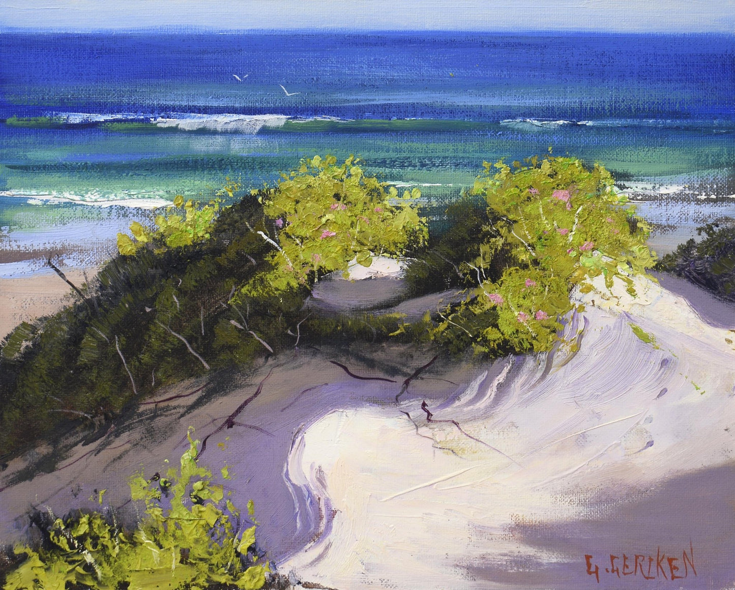 Australian beach scene oil painting