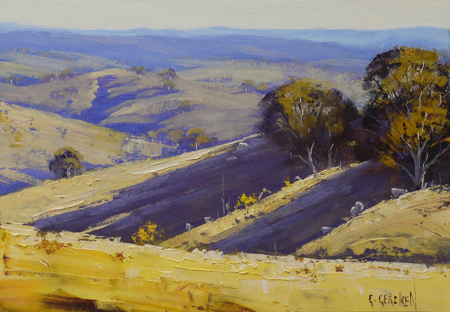 Golden Hills of Mudgee – Original Framed Landscape Oil Painting