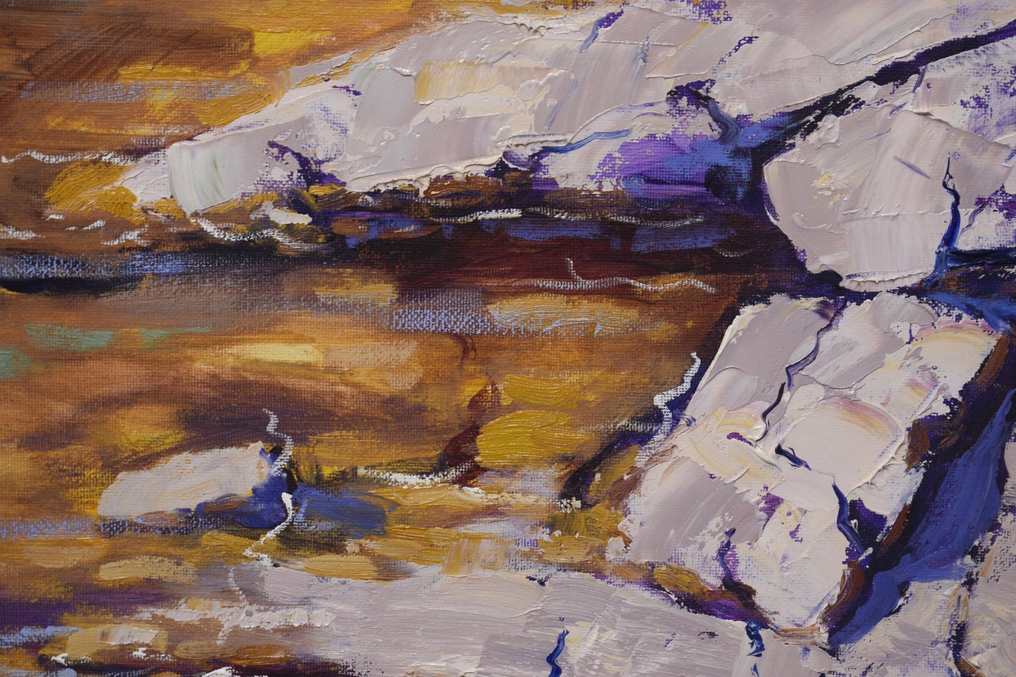 Coastal Rock Pool Reflections – Original Australian Oil Painting, 20 x 16 inches