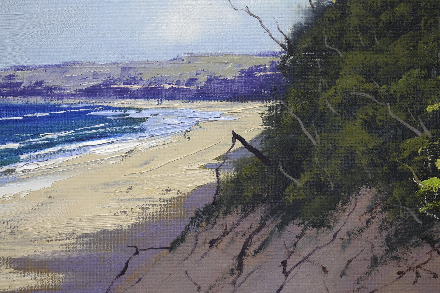 Coastal Sand Dunes and Ocean Headland – Original Australian Seascape Oil Painting