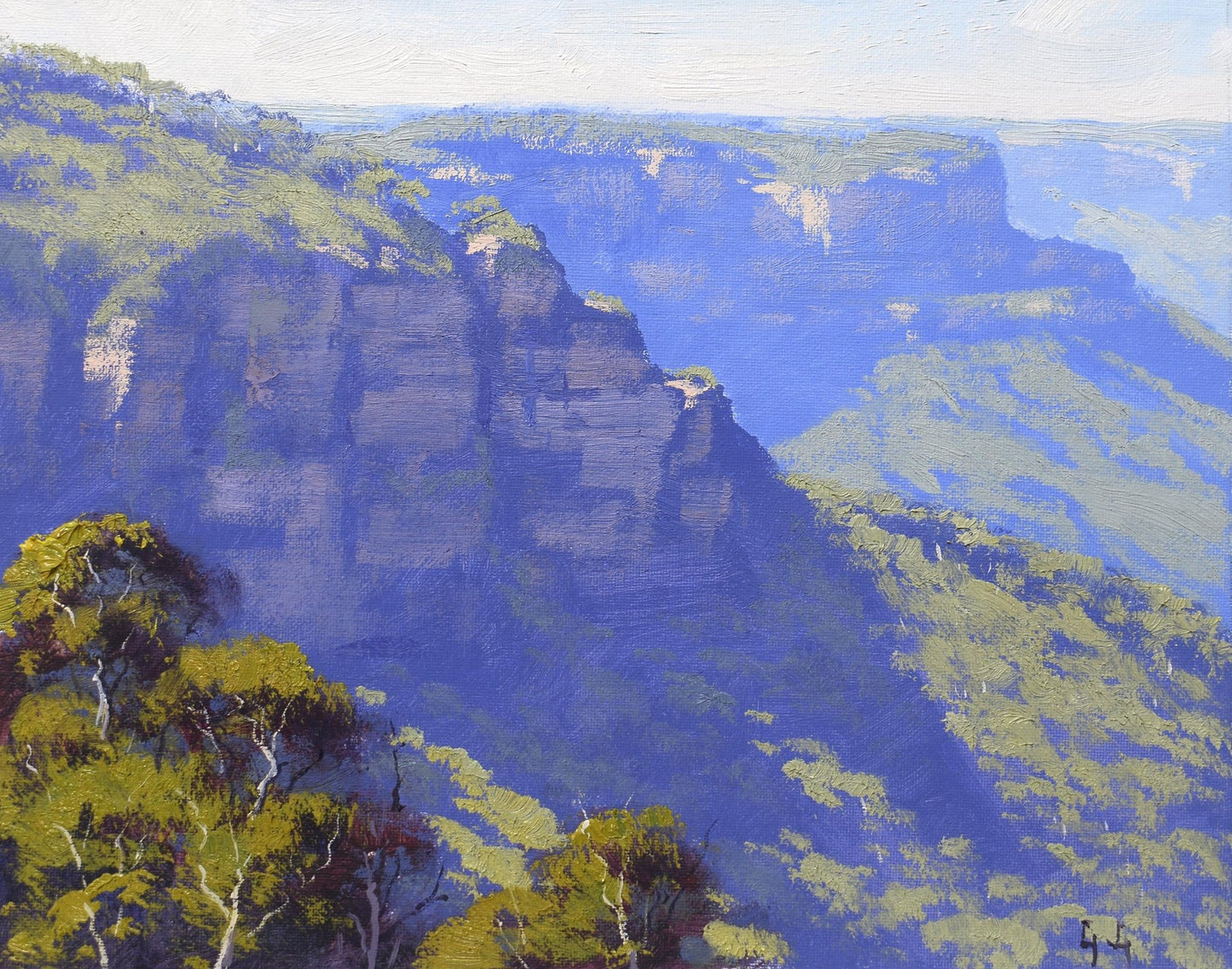 Katoomba Cliffs- The Blue Mountains framed oil painting