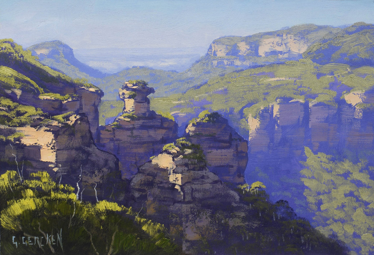 Narrow Neck Blue Mountains Oil Painting Framed – Australian Landscape Wall Art