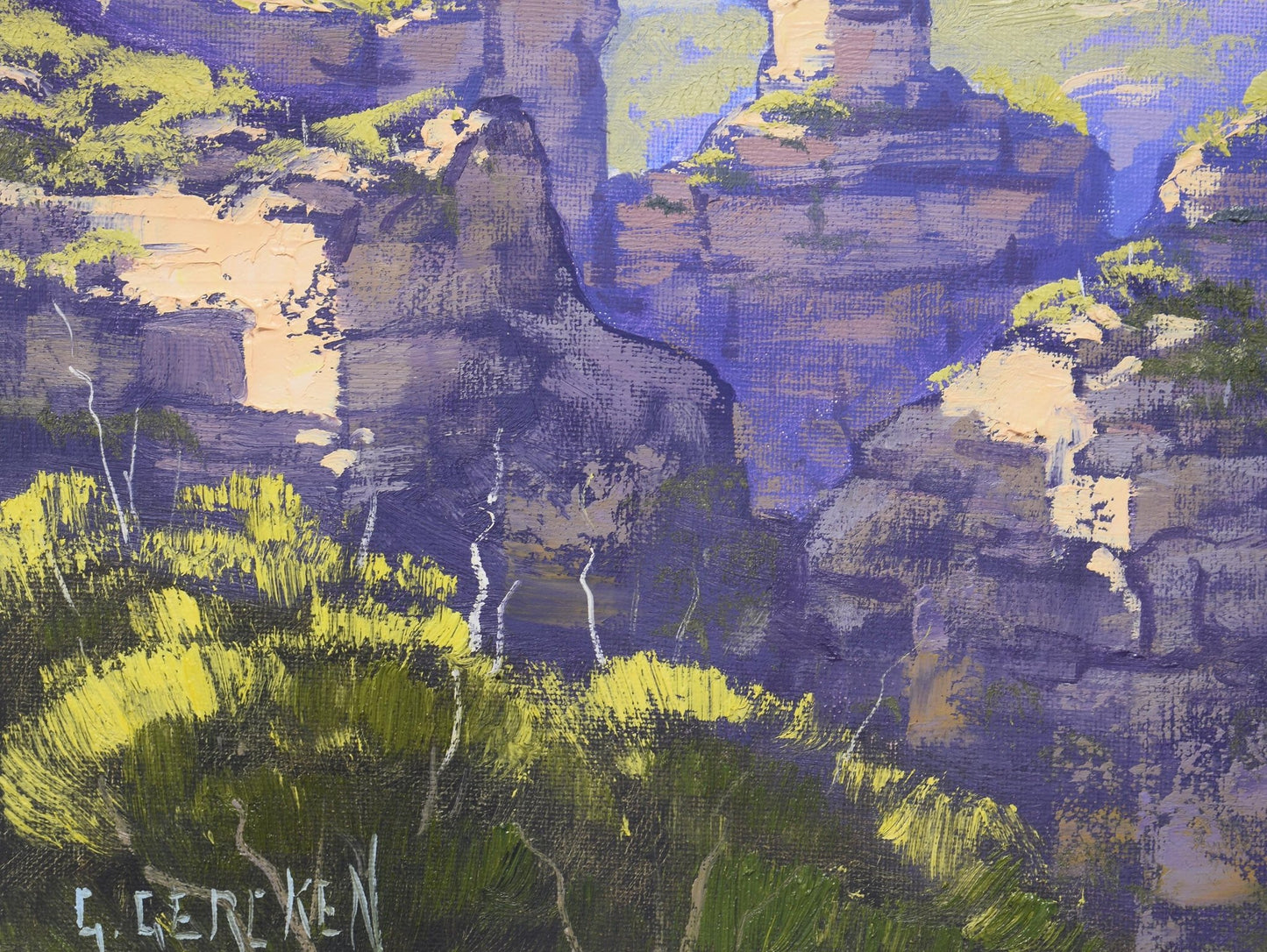 Narrow Neck Blue Mountains Oil Painting Framed – Australian Landscape Wall Art