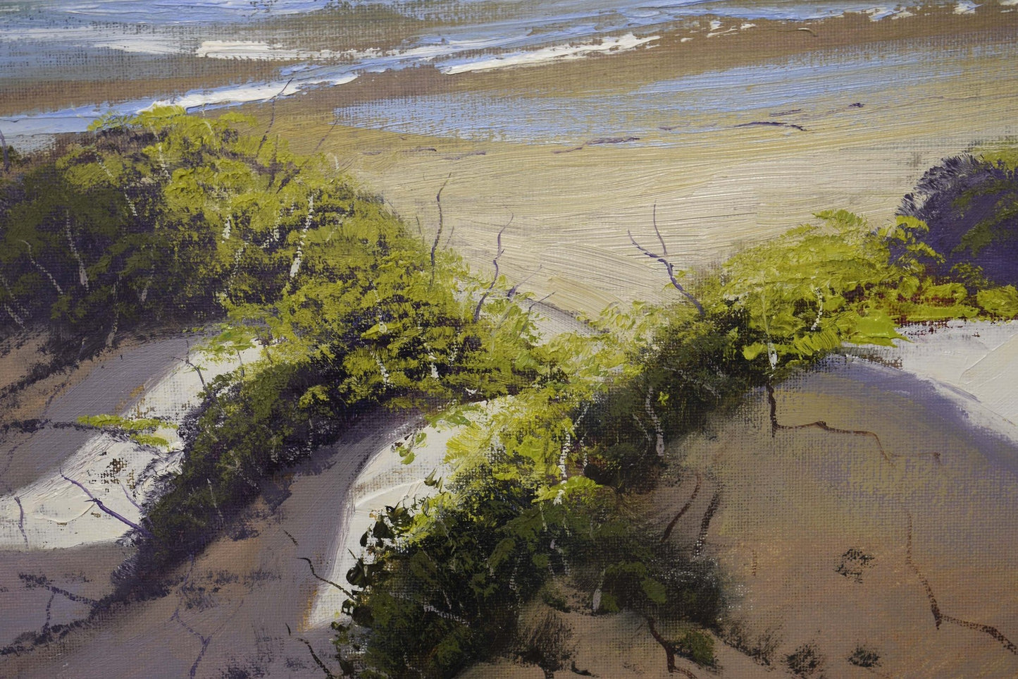 Artistic depiction of a landscape with trees and water