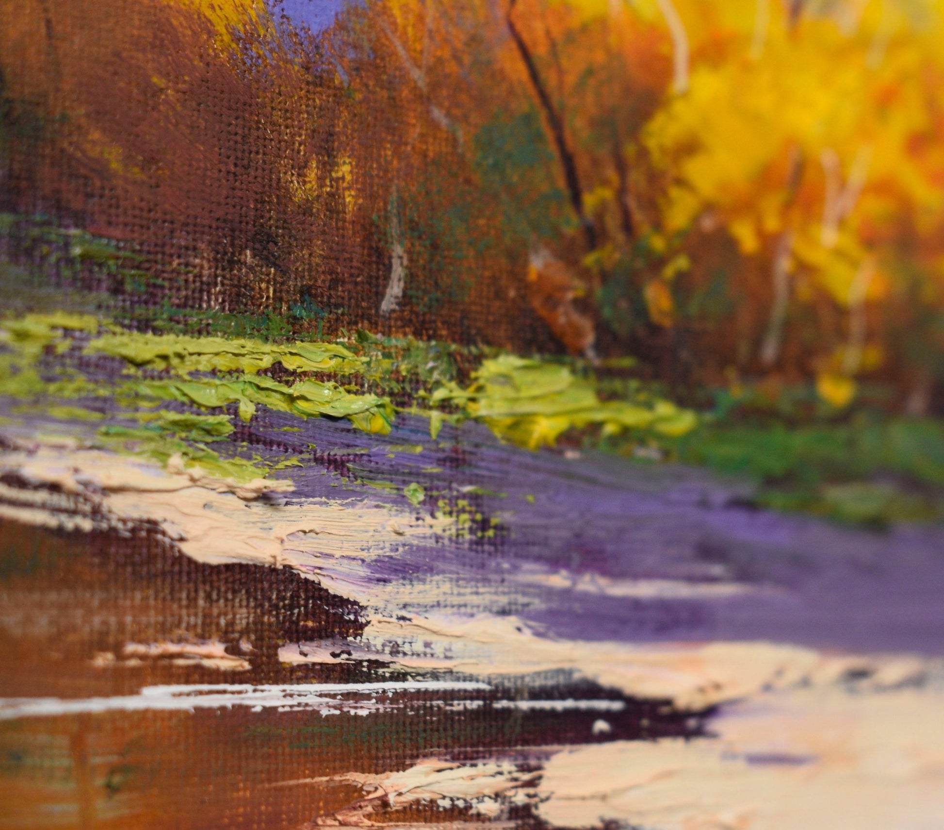 Artistic depiction of a forest scene with autumn colors.