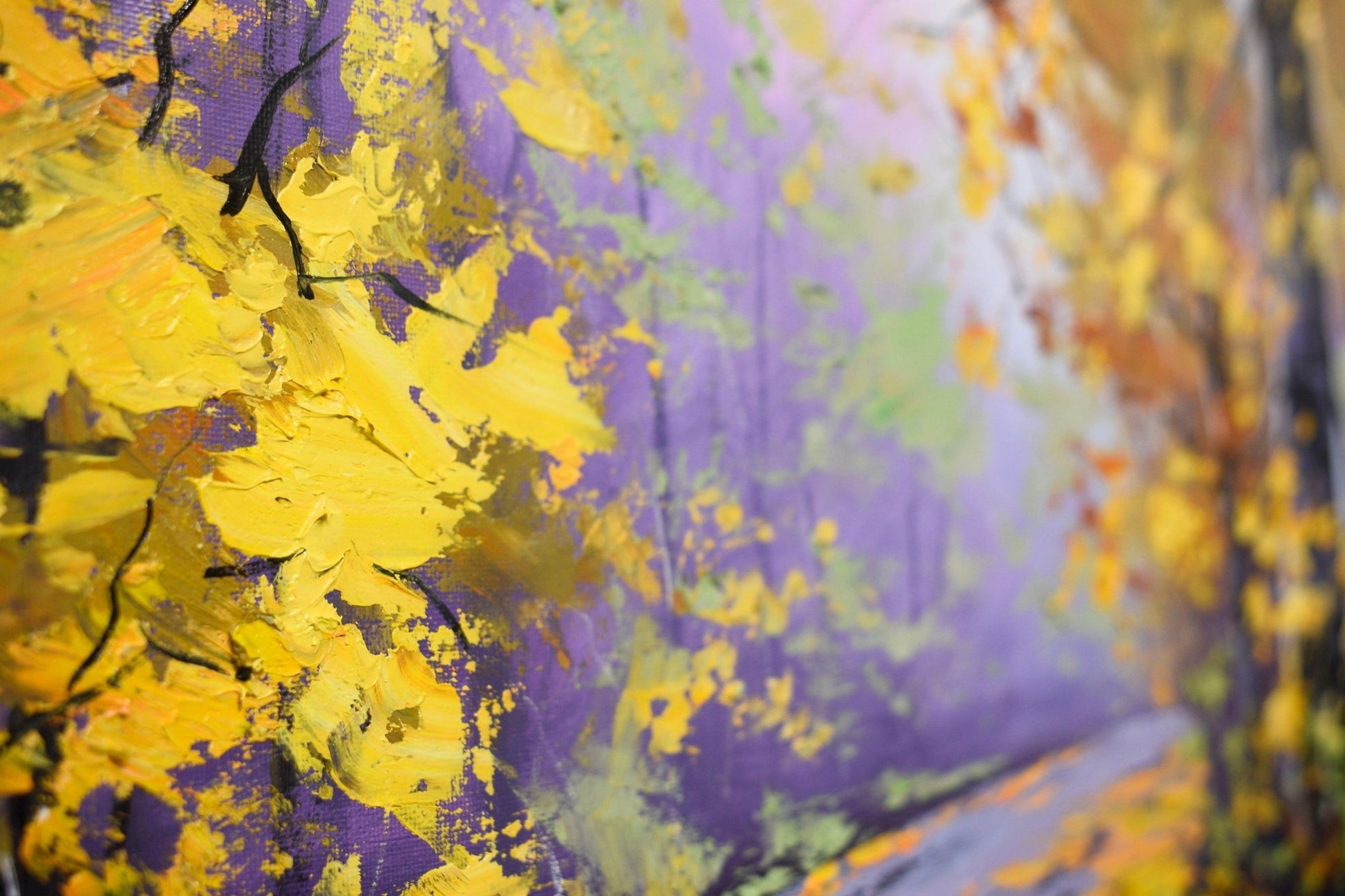 Abstract art with yellow and purple colors