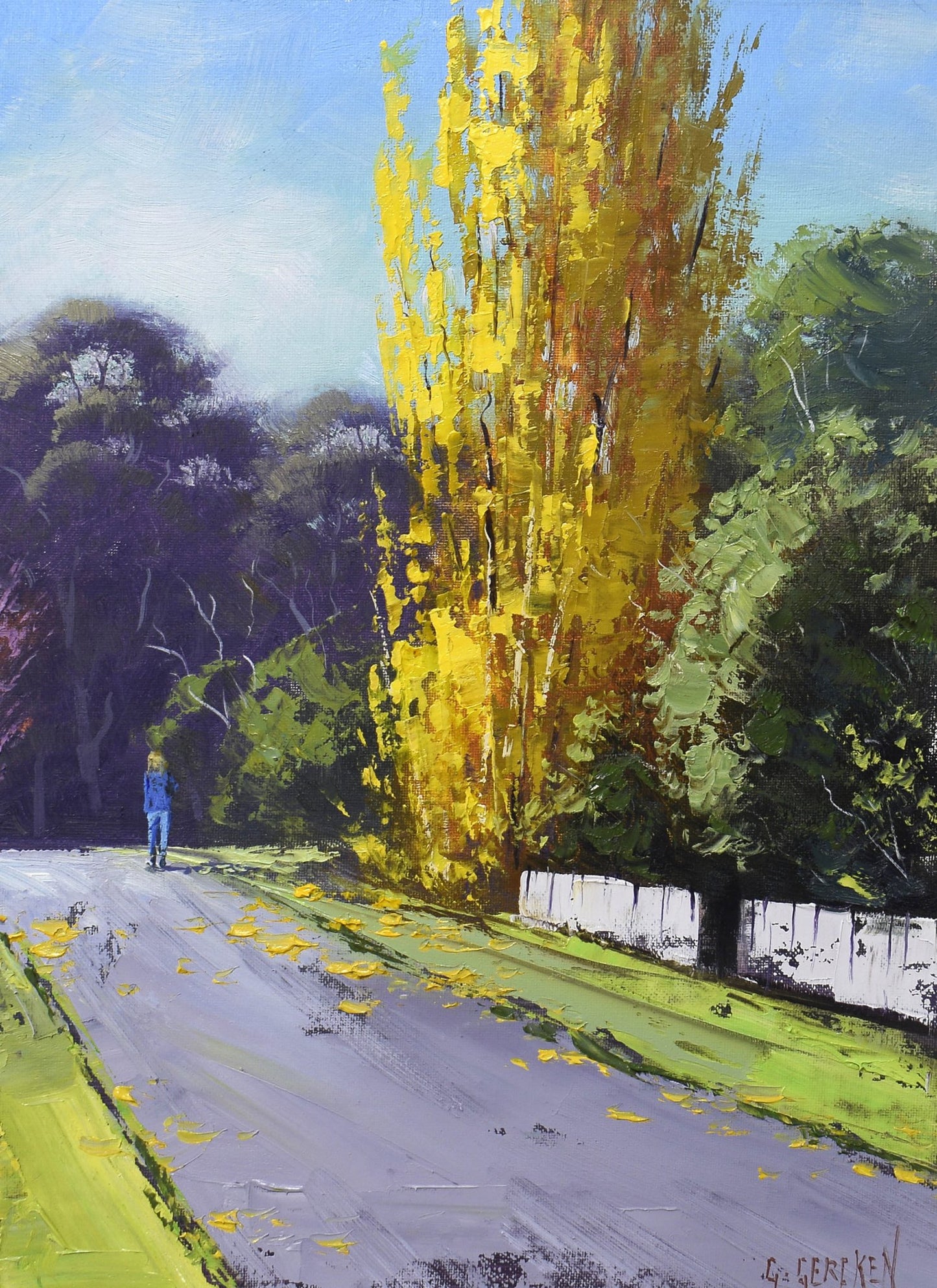 Lithgow Autumn Poplar Framed Oil Painting | Original Australian Landscape Art by Graham Gercken