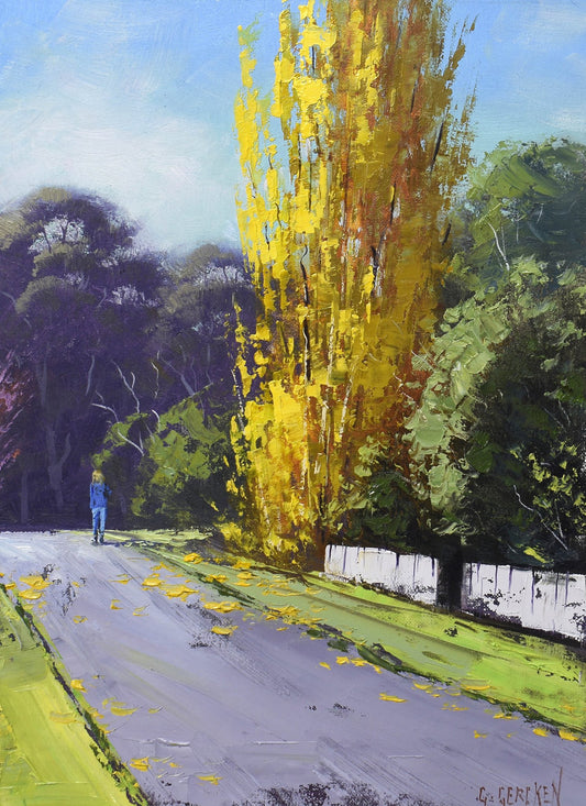 Lithgow Autumn Poplar Framed Oil Painting | Original Australian Landscape Art by Graham Gercken